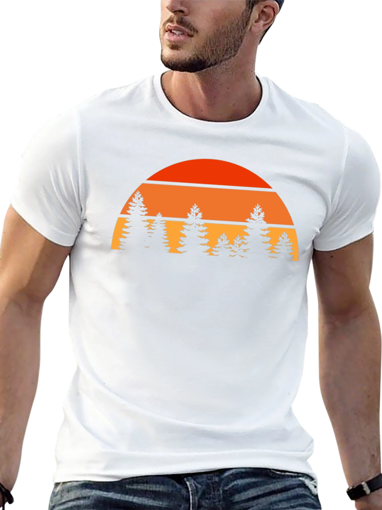 Retro Sunset Trees Graphic T-Shirt