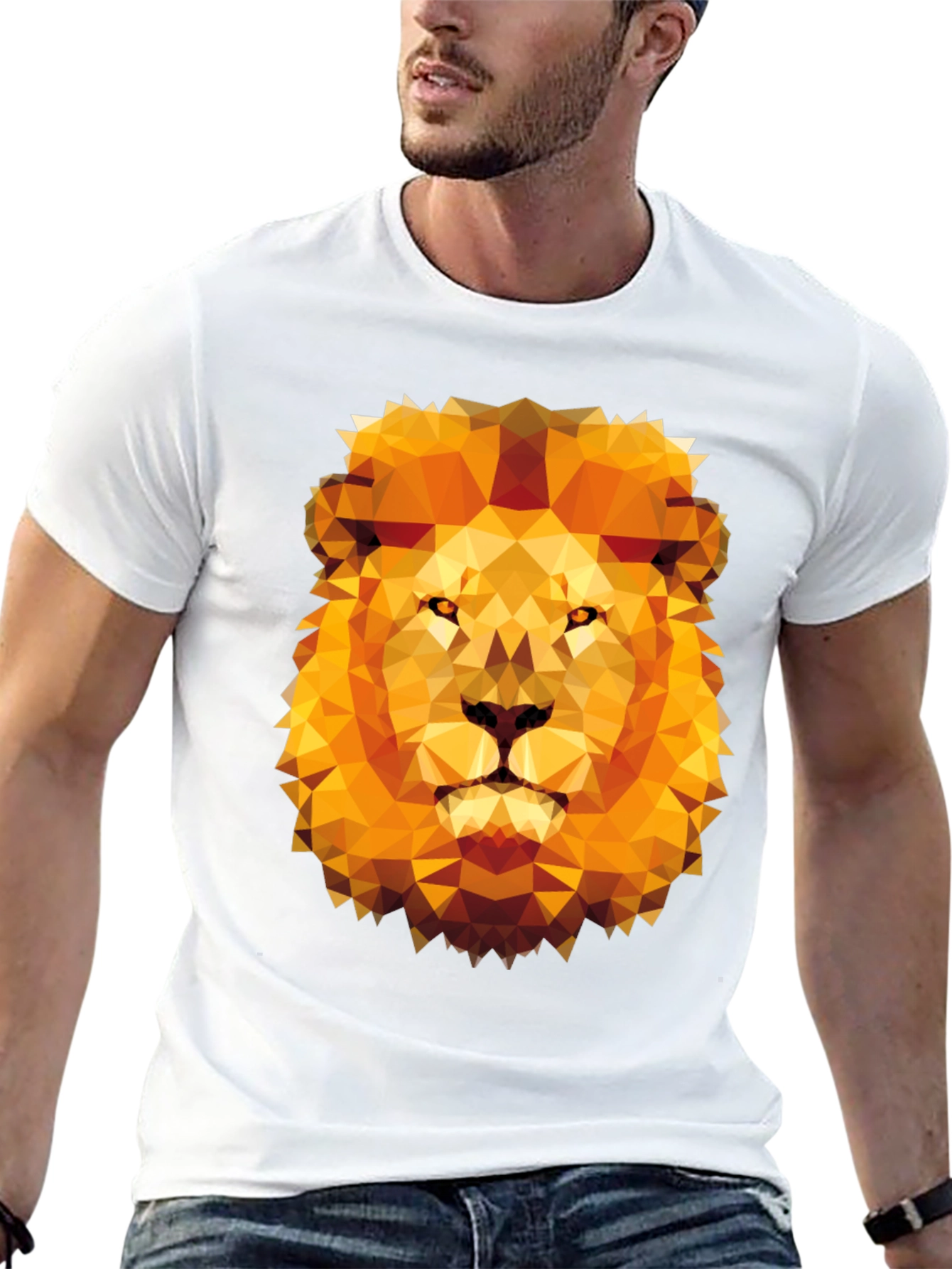 Geometric Lion Graphic Tee - Modern Style