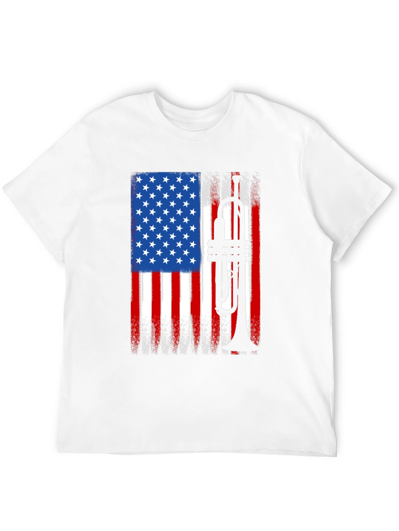USA Flag Trumpet Graphic Tee - Patriotic Musician Shirt