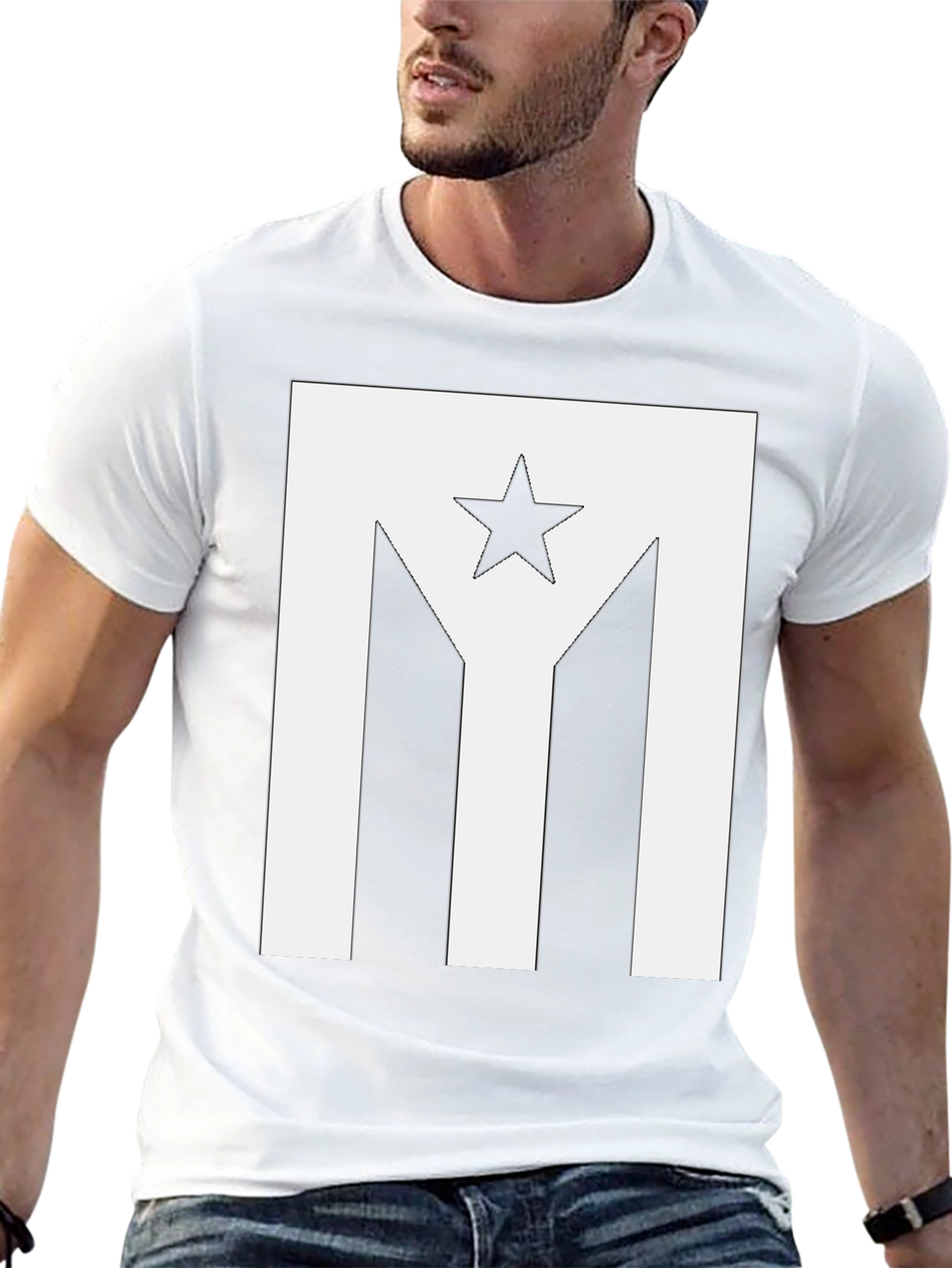 Puerto Rico Flag Star Graphic Black T-Shirt