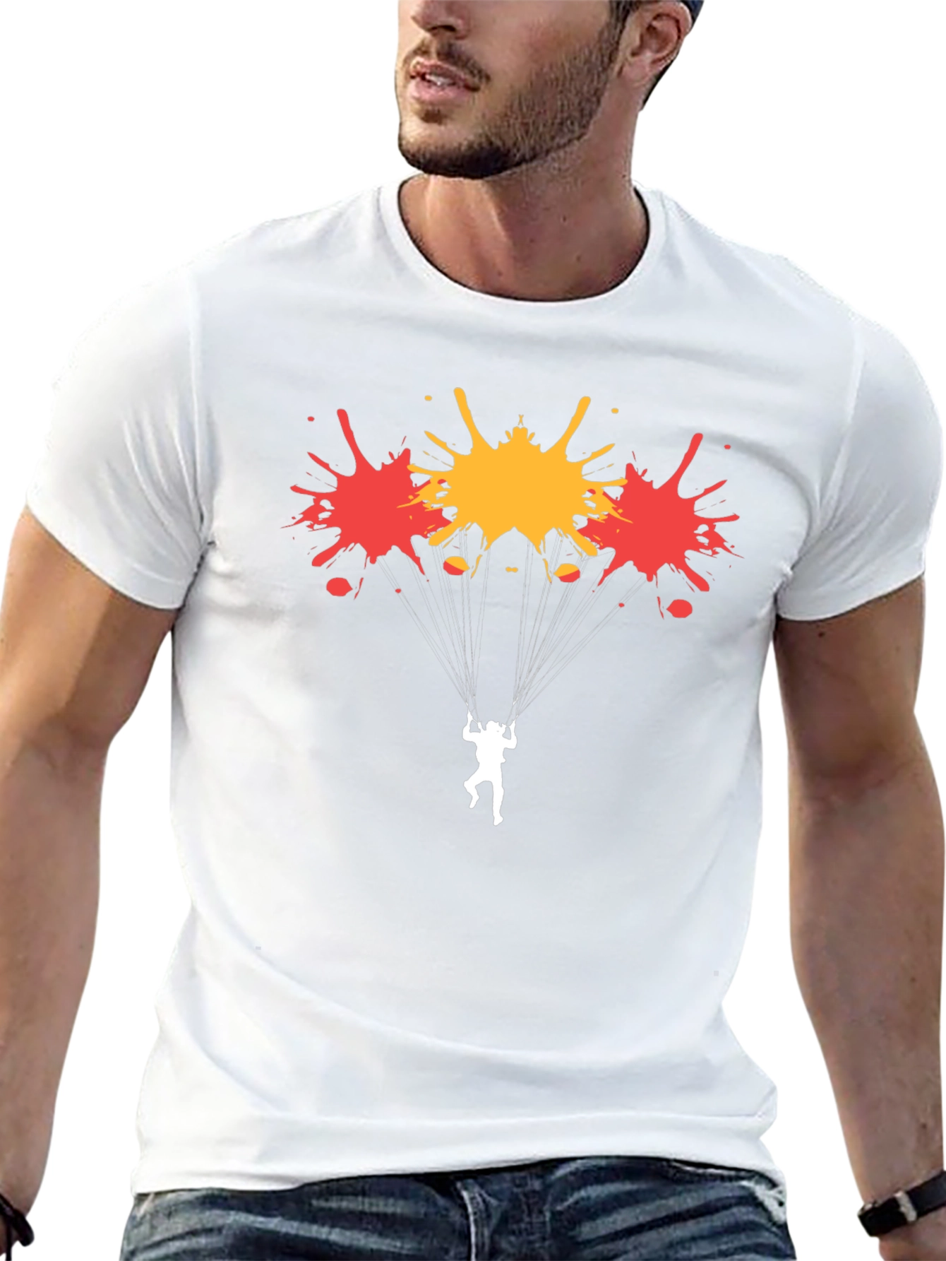 Skydiving Paint Splatter Black Graphic Tee