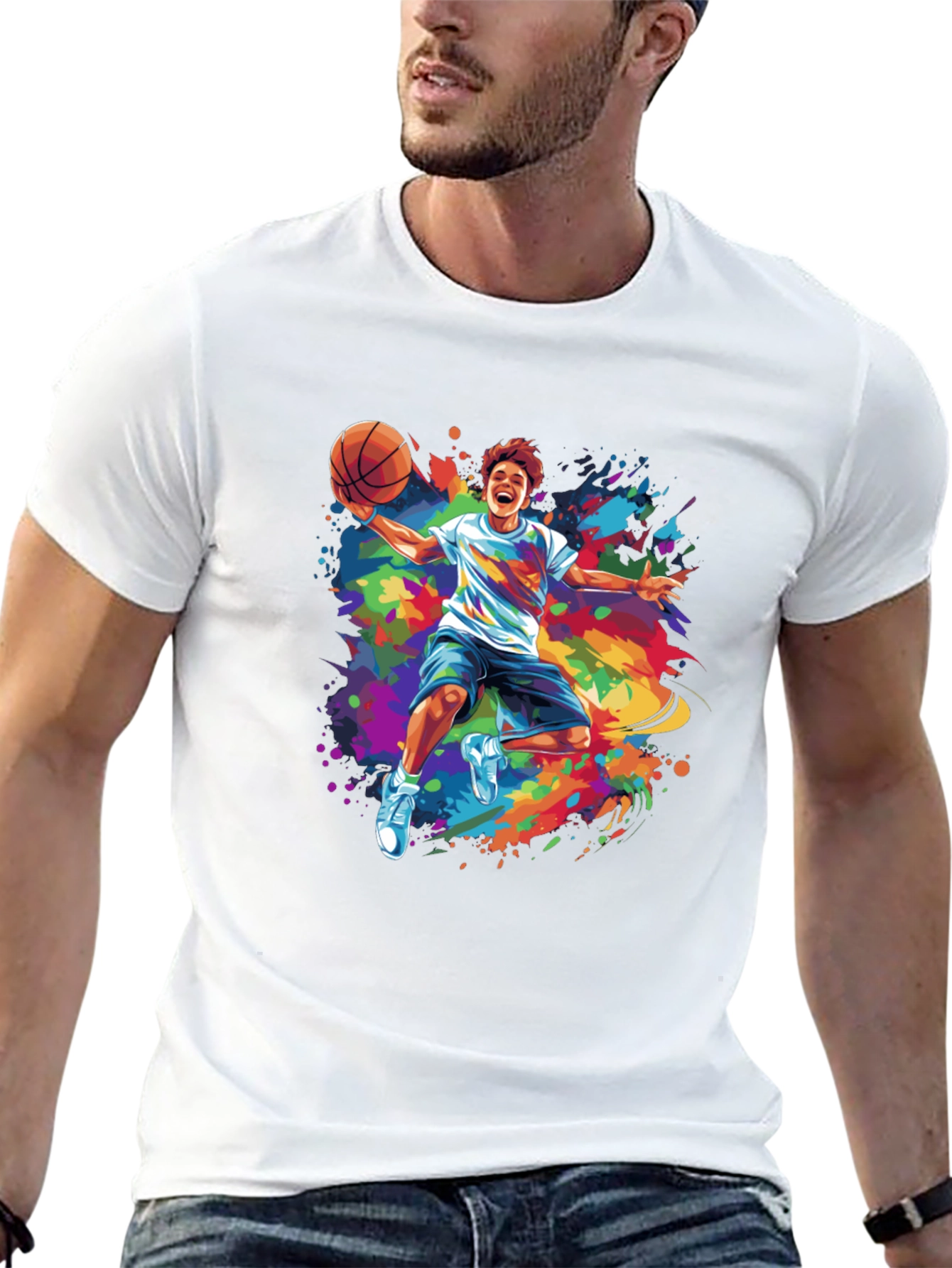 Colorful Basketball Graphic Tee