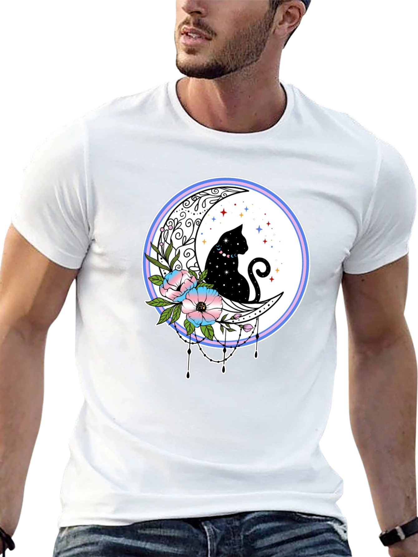 Celestial Cat Moon T-Shirt
