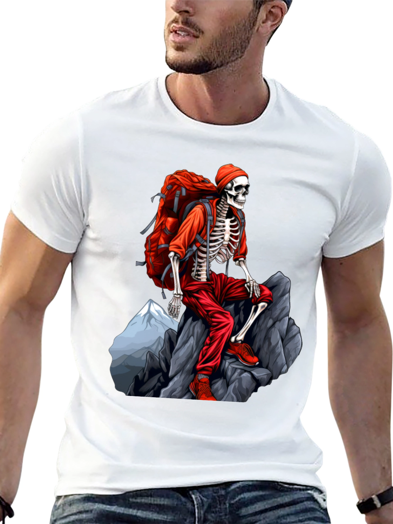 Skeleton Hiker Graphic Tee - Adventure Ready!