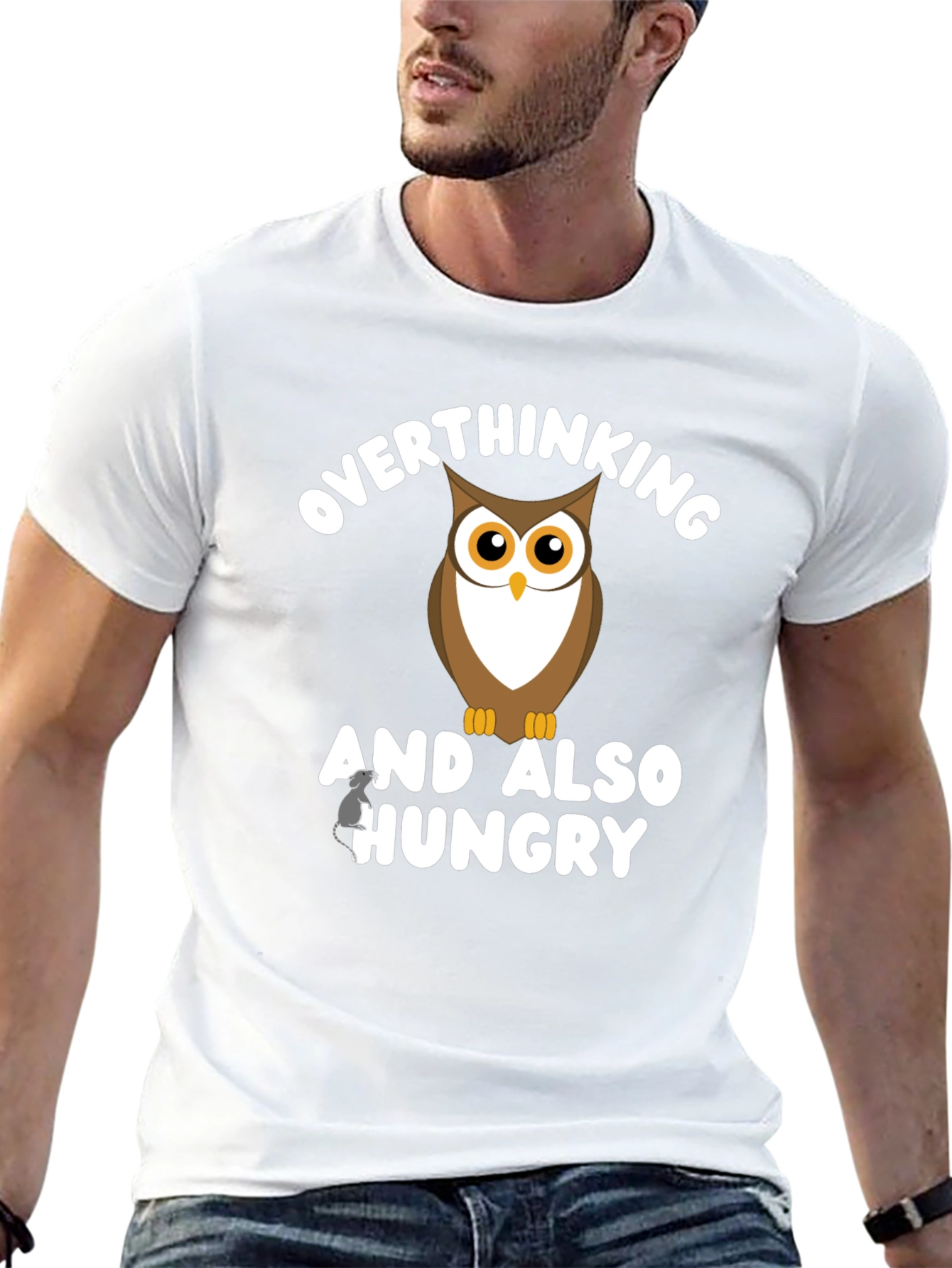 Overthinking Owl Graphic Tee - Unisex Black T-Shirt