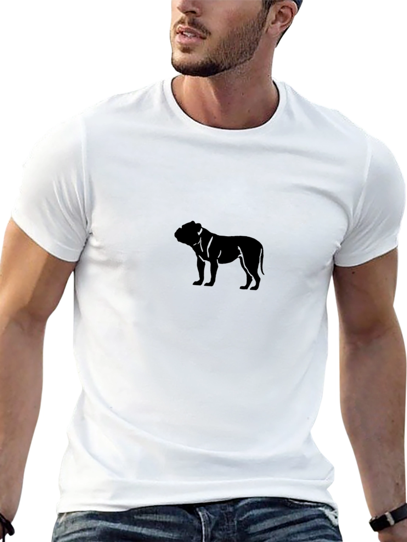 Mens Black Bulldog Graphic Tee - Casual Style