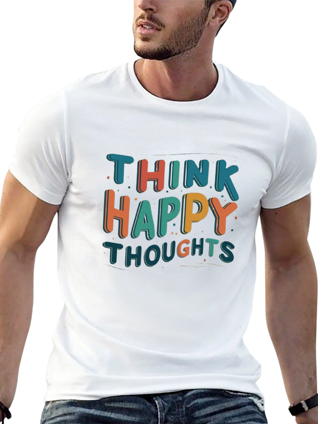 Think Happy Thoughts Graphic Tee - Positive Vibes