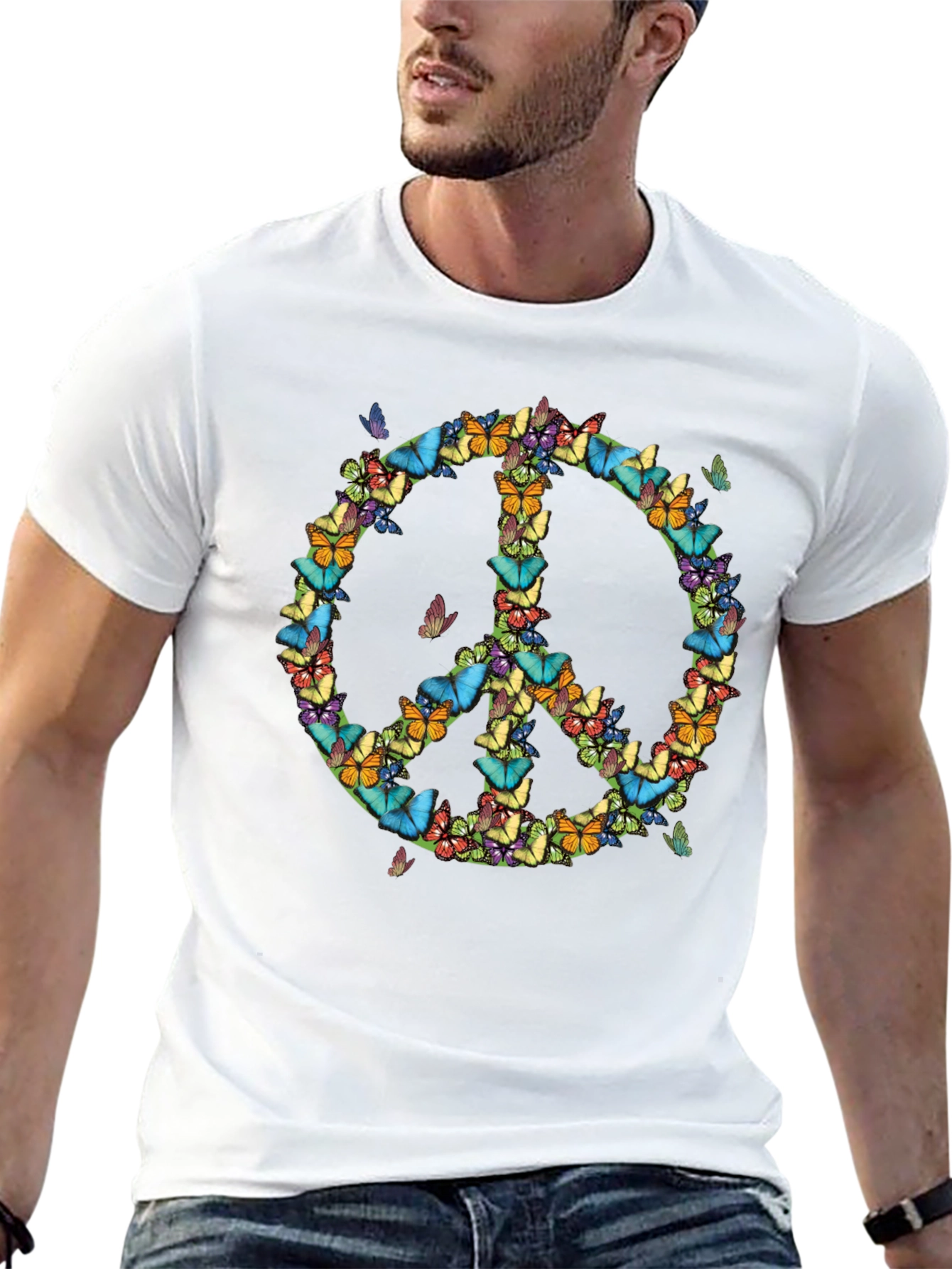Butterfly Peace Sign T-Shirt - Black