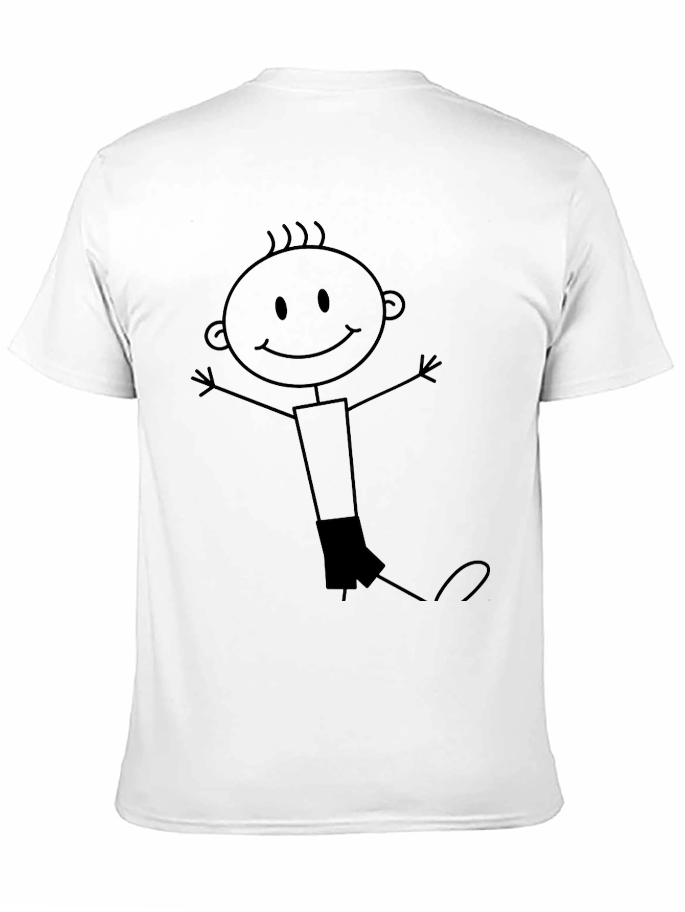 Stick Figure Graphic Tee - Black Cotton Comfort