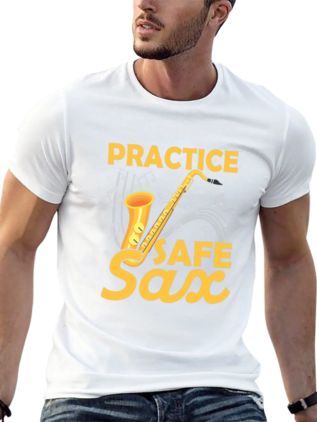 Practice Safe Saxophone T-Shirt - Music Lover Tee