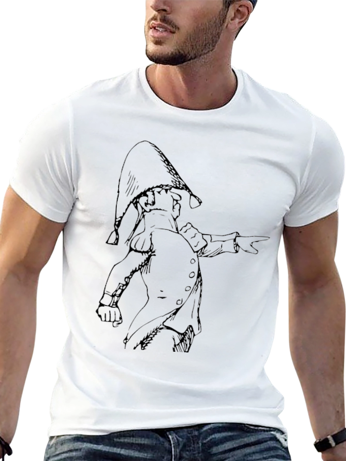 Whimsical Black T-Shirt with Cartoon Illustration