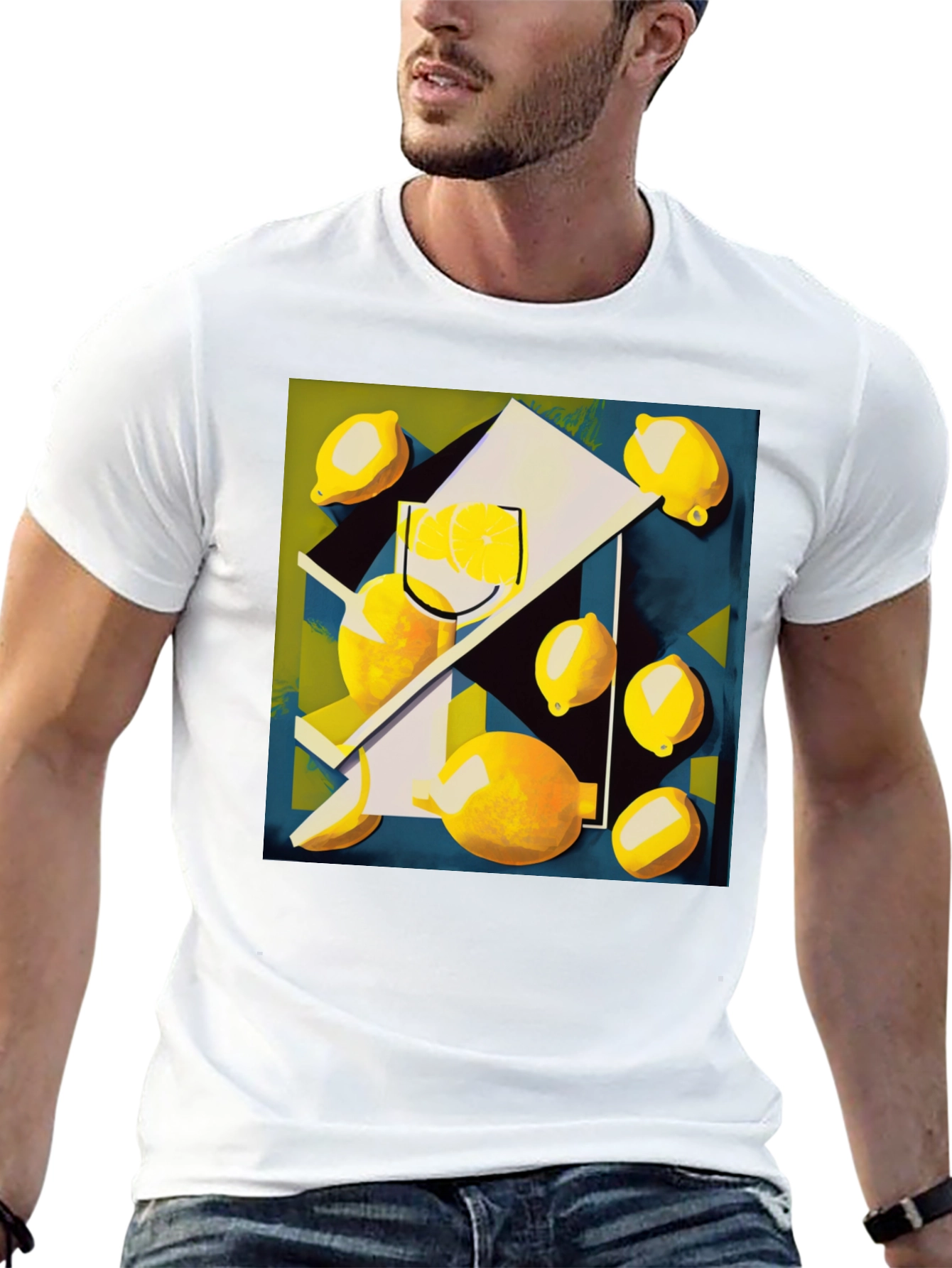 Abstract Lemon Art Graphic T-Shirt