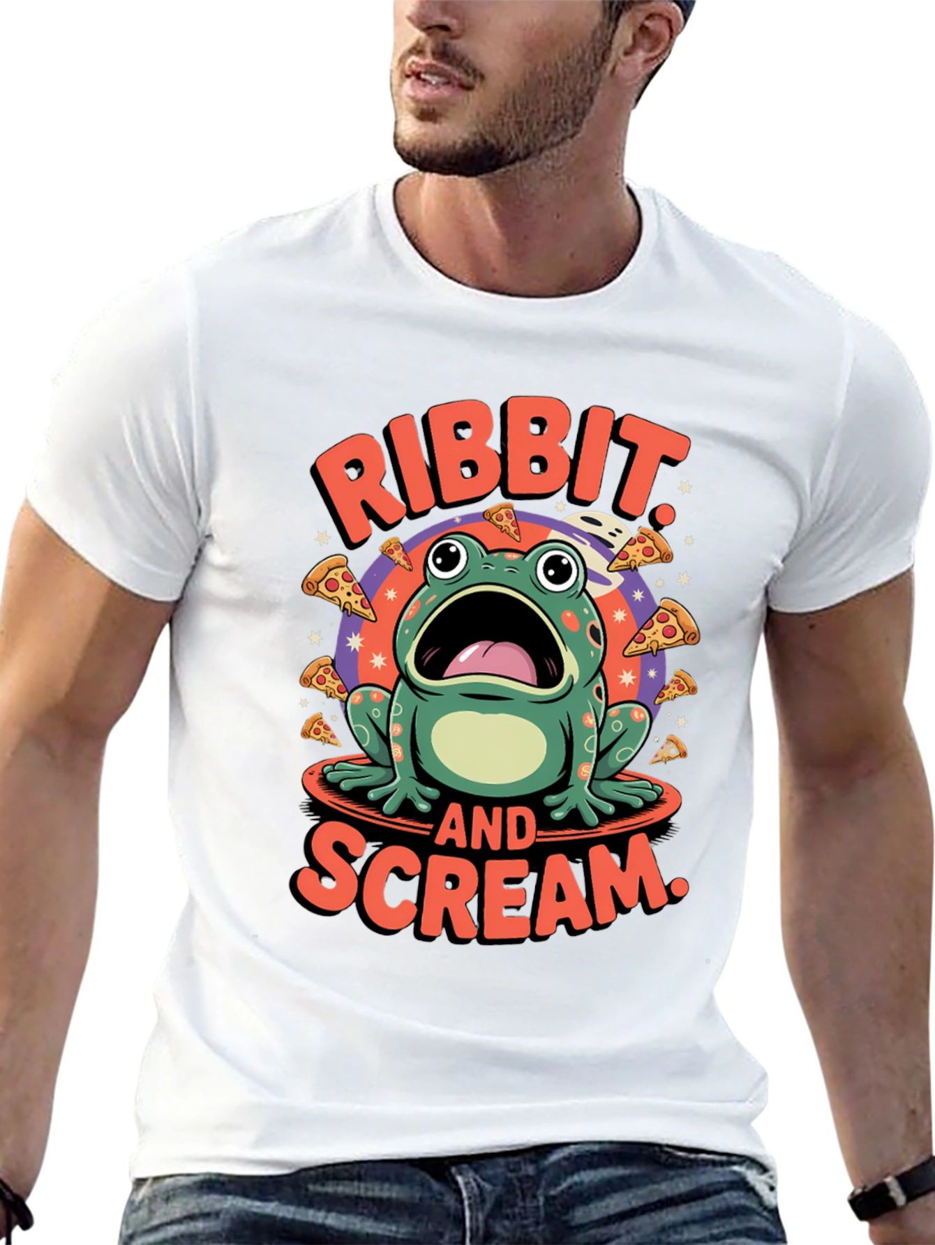 Ribbit & Scream T-Shirt - Frog Pizza Funny