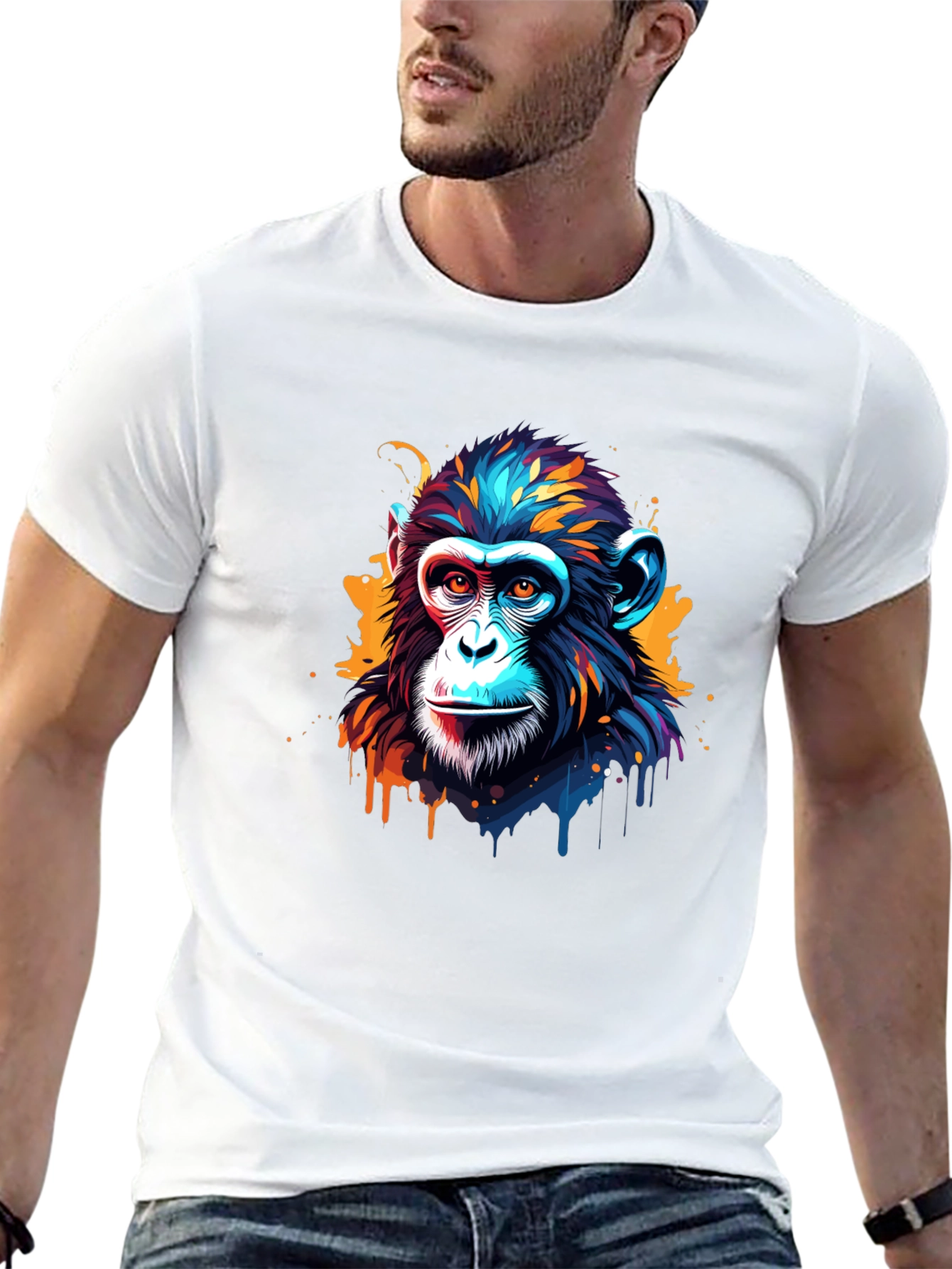 Abstract Monkey Graphic Tee - Black