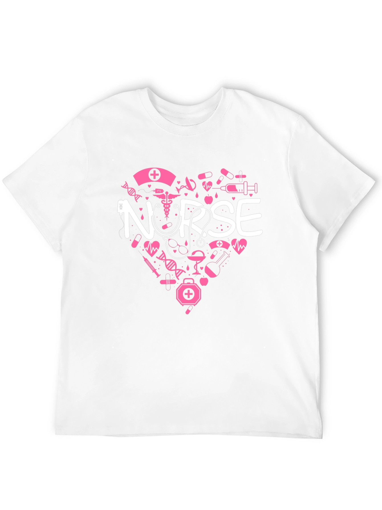 Nurse Love Heart Graphic T-Shirt - Black