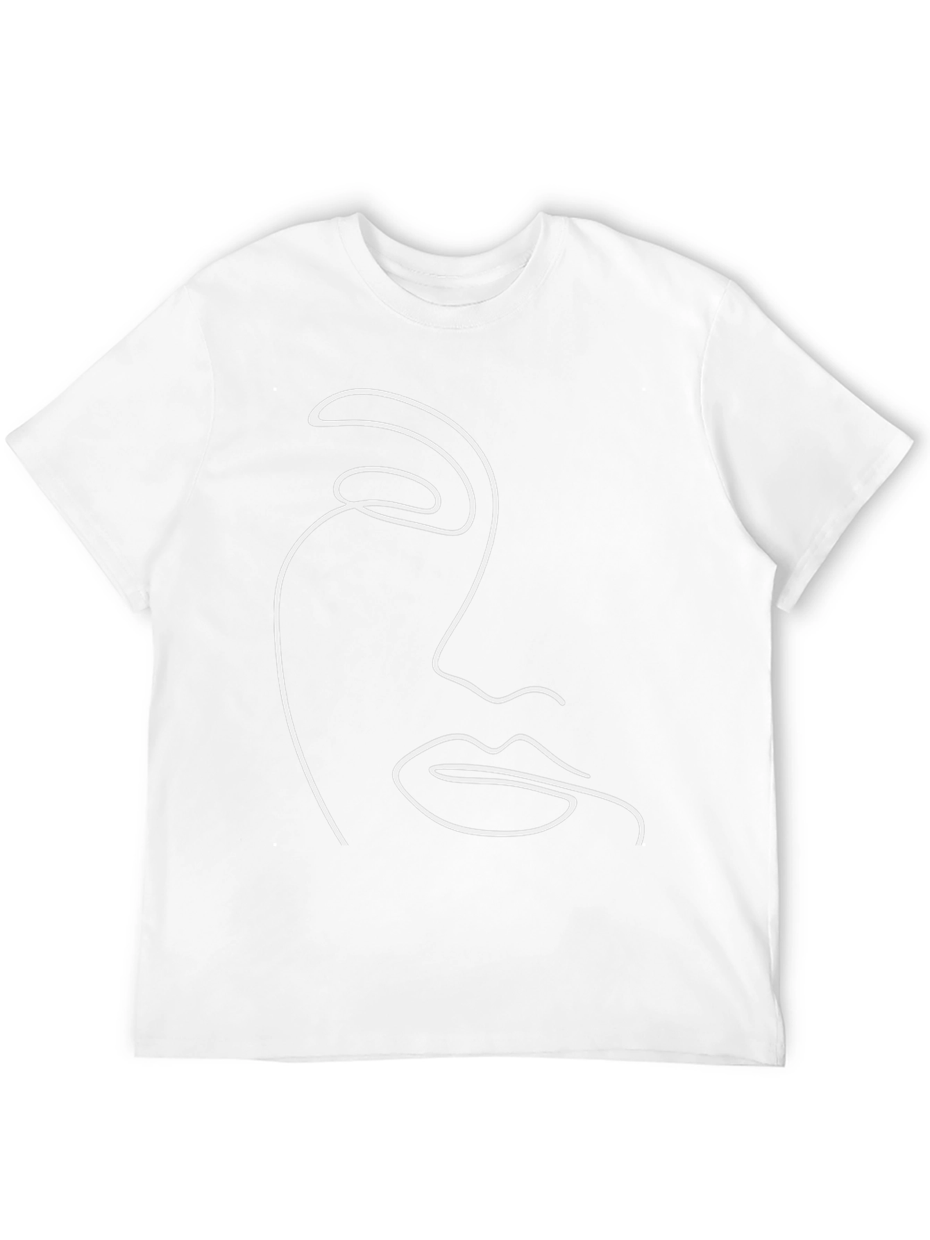 Minimalist Face Line Art T-Shirt - Black