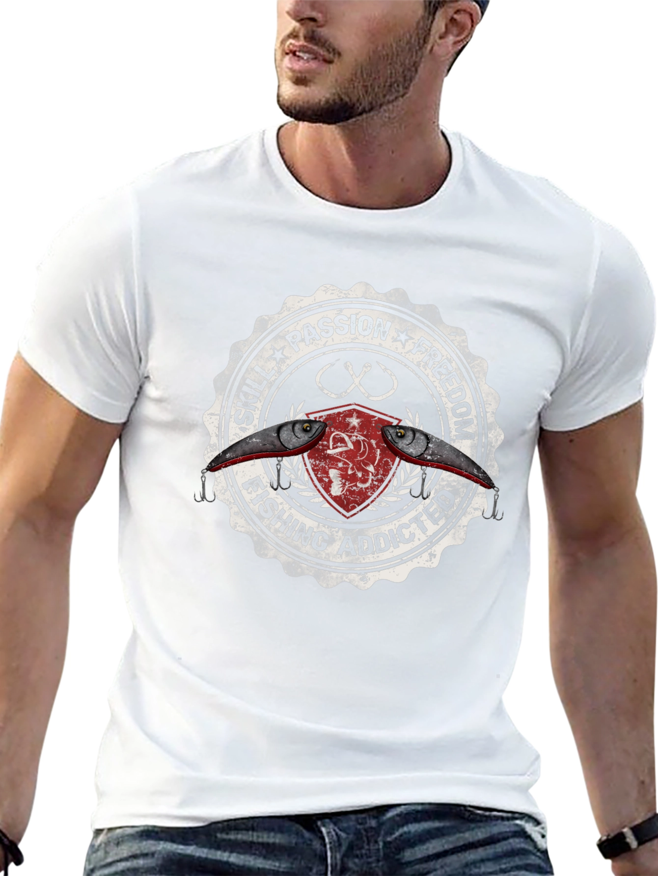 Fishing Addicted Graphic Tee - Skill Passion Freedom