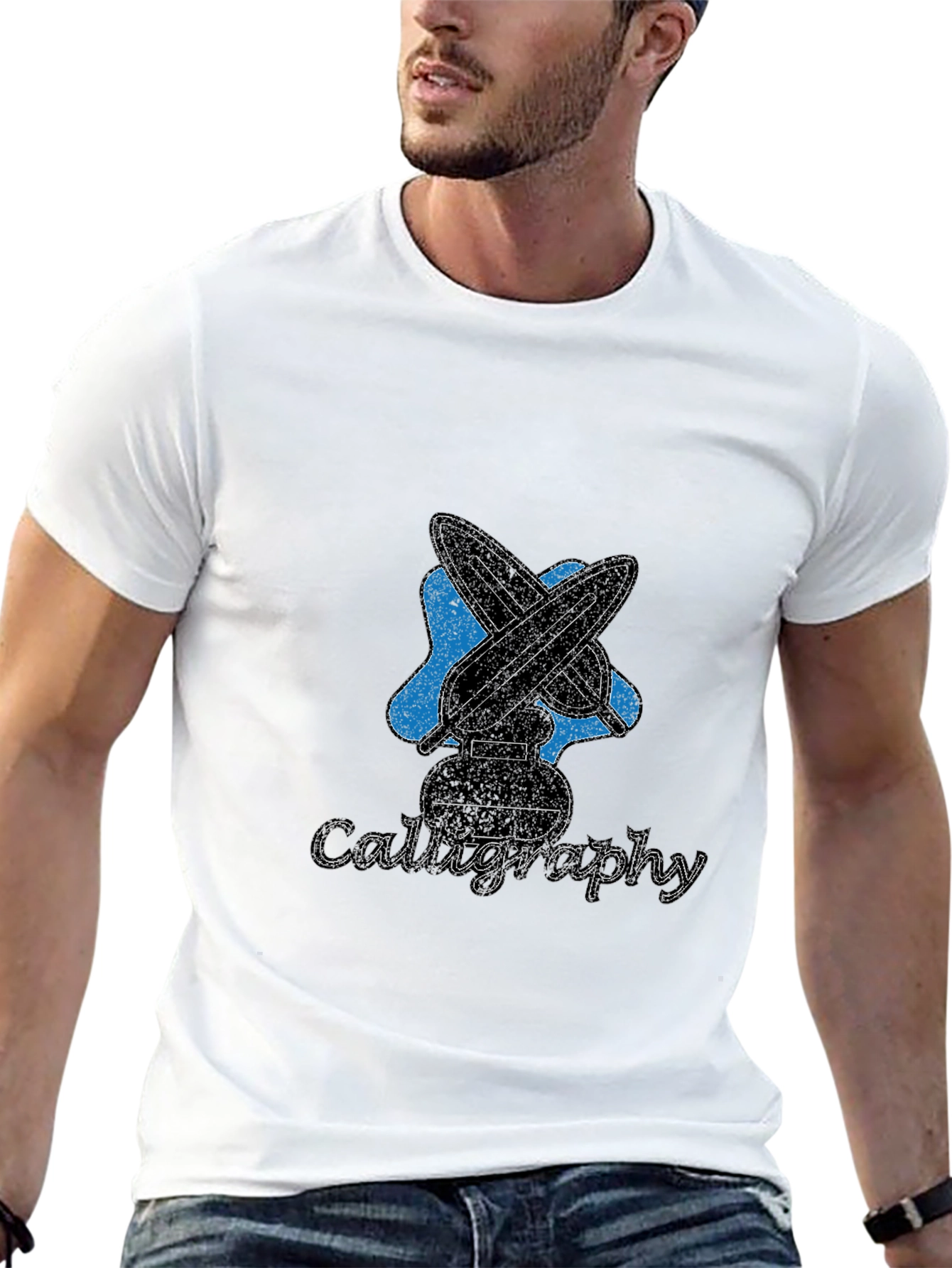 Calligraphy Design Black Cotton Tee