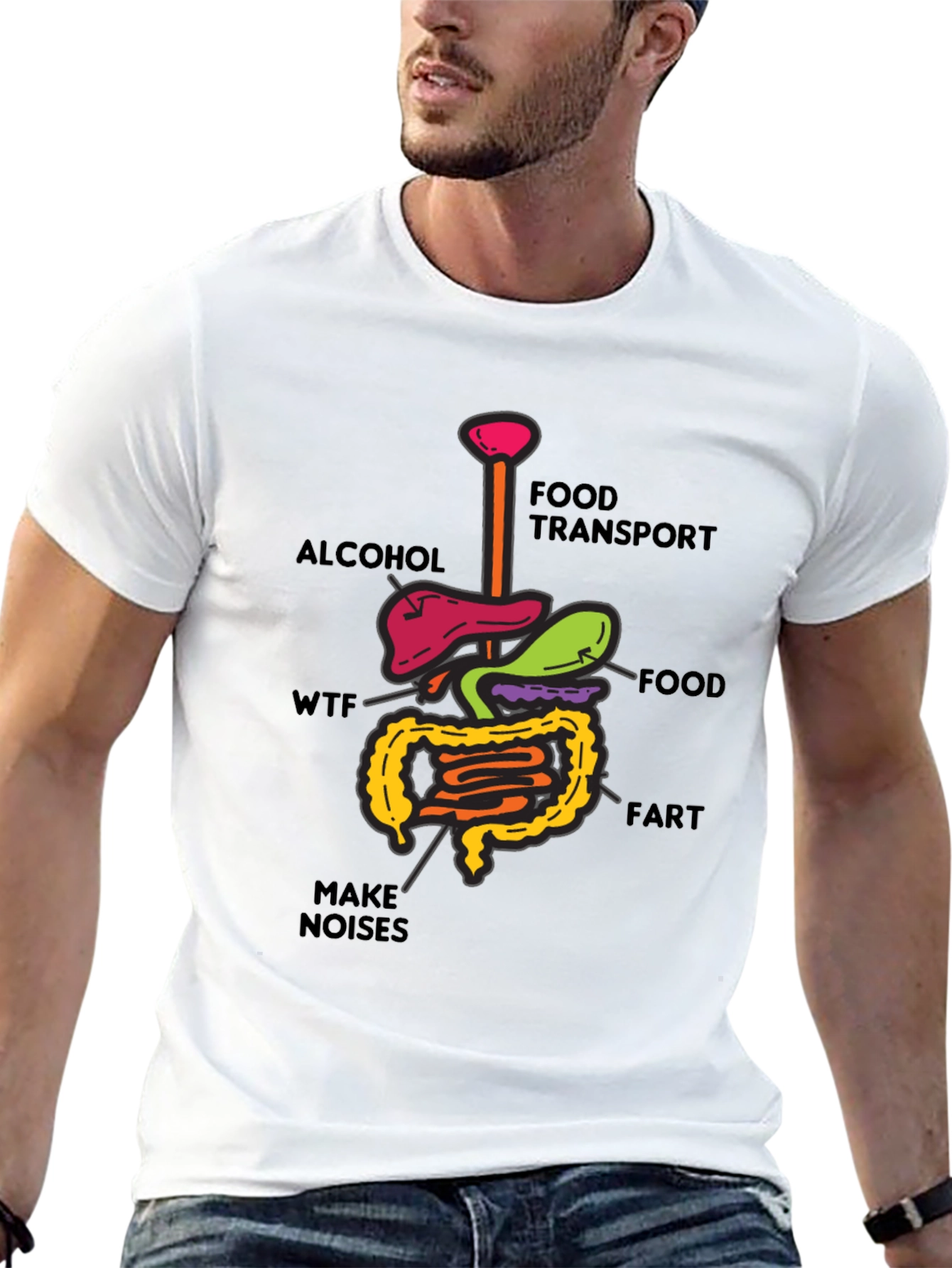 Funny Human Anatomy T-Shirt - Gut Humor