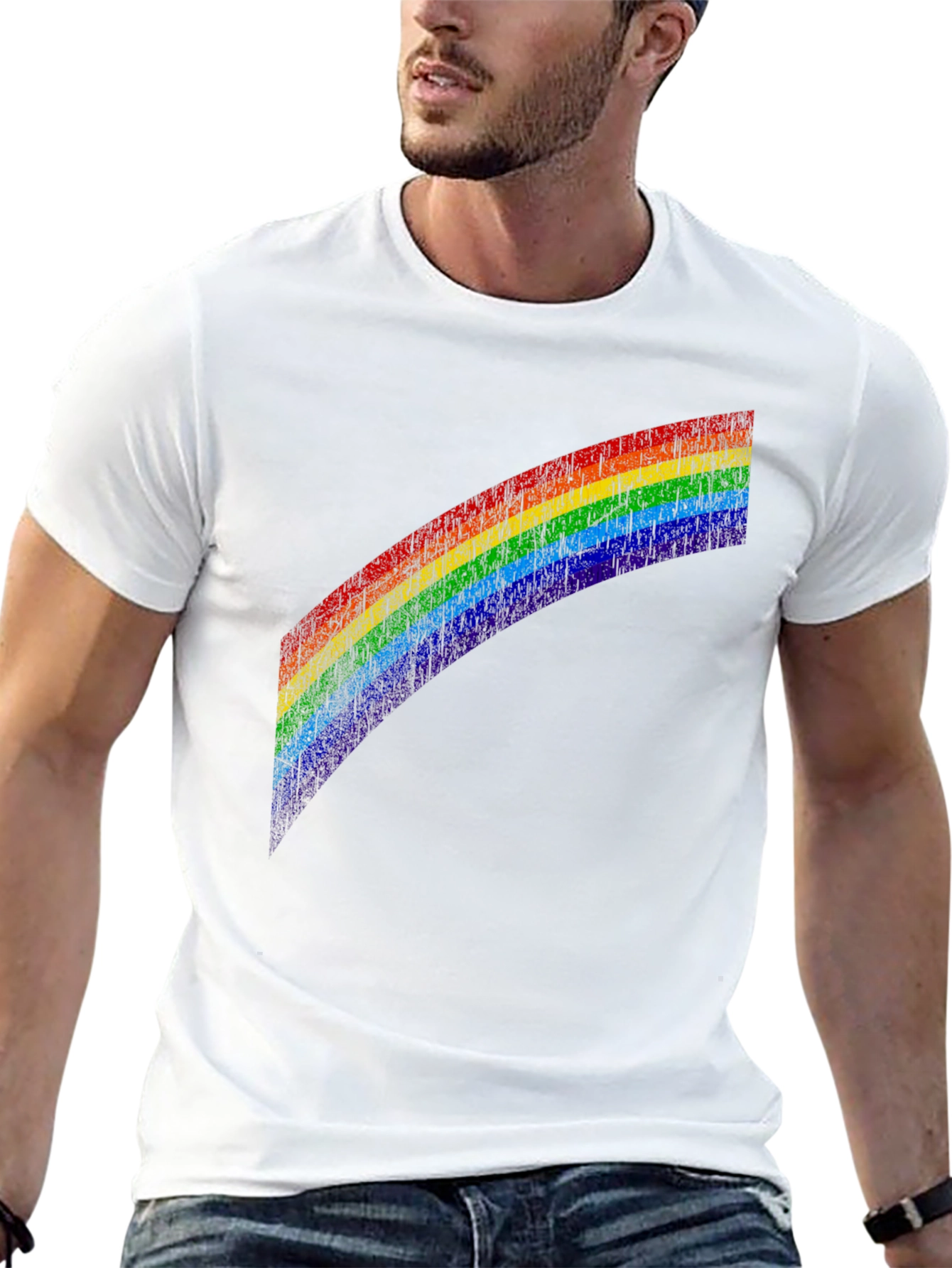 Rainbow Graphic Print Black T-Shirt