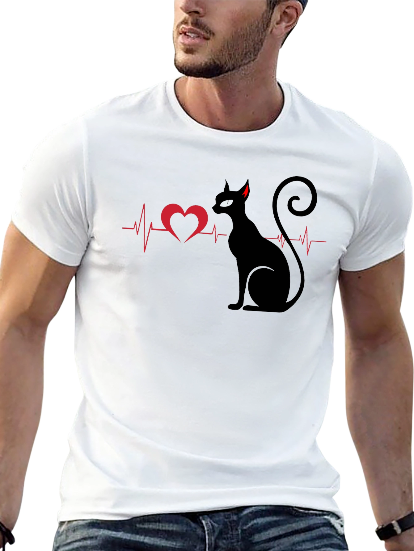Cat Heartbeat Graphic Tee
