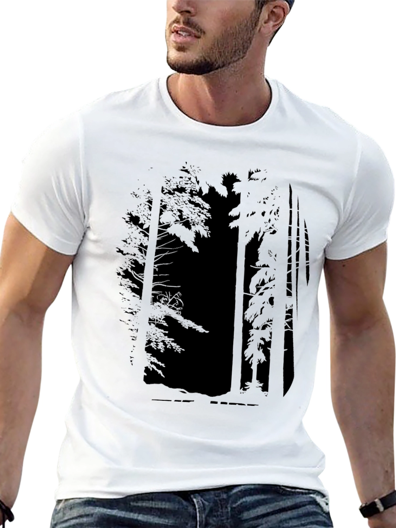 Forest Silhouette Graphic Tee - Mens Black T-Shirt