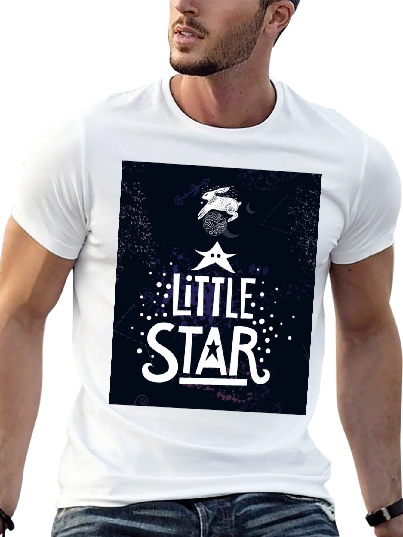 Little Star Graphic Print Black T-Shirt