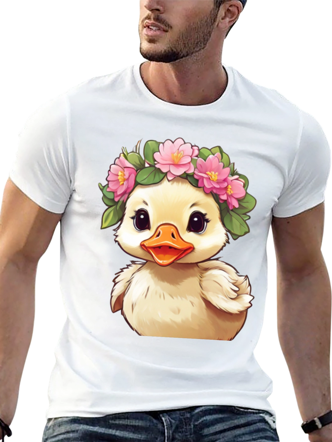 Duckling with Flower Crown Graphic Tee