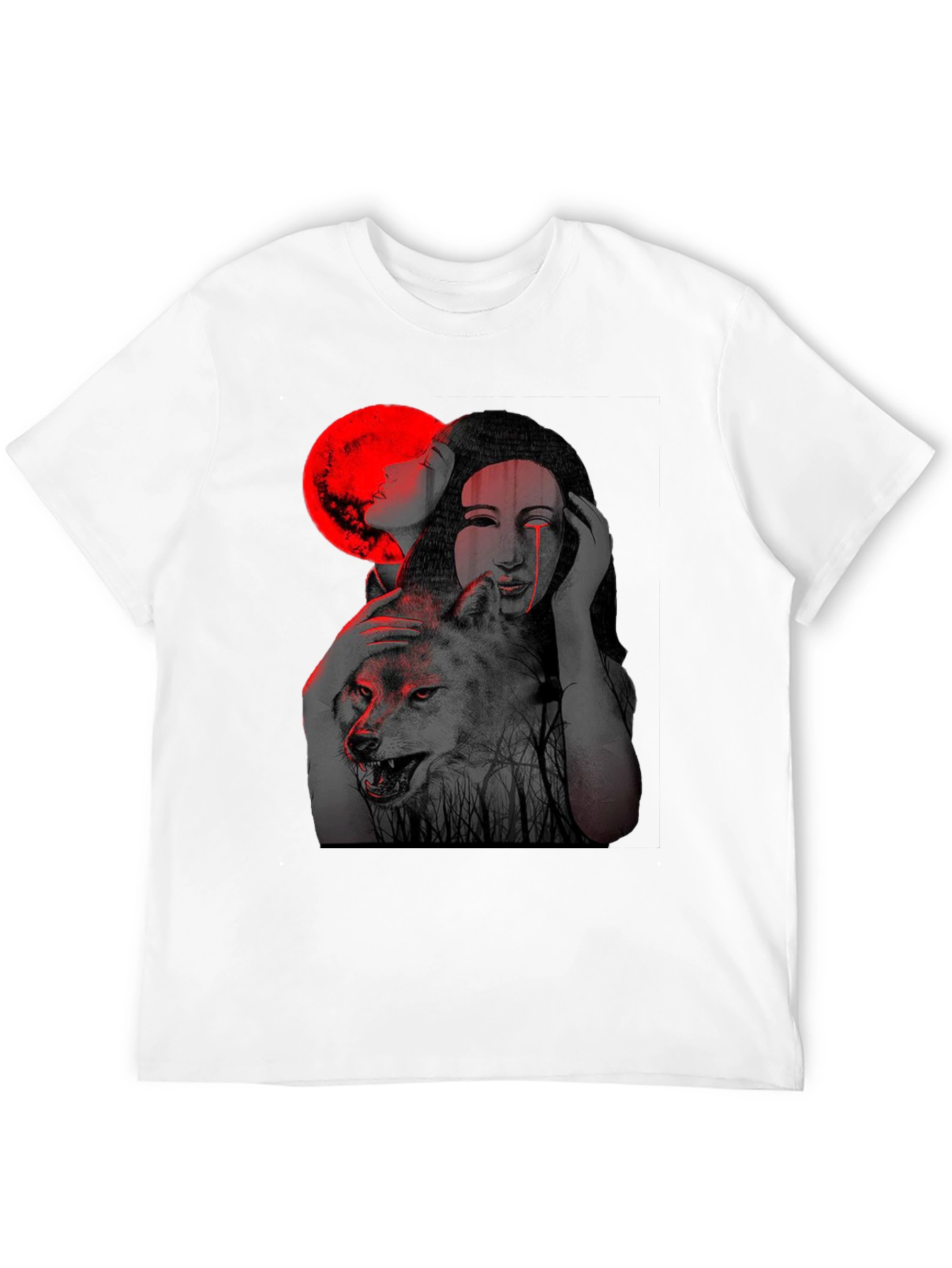 Mystic Wolf & Woman Graphic T-Shirt