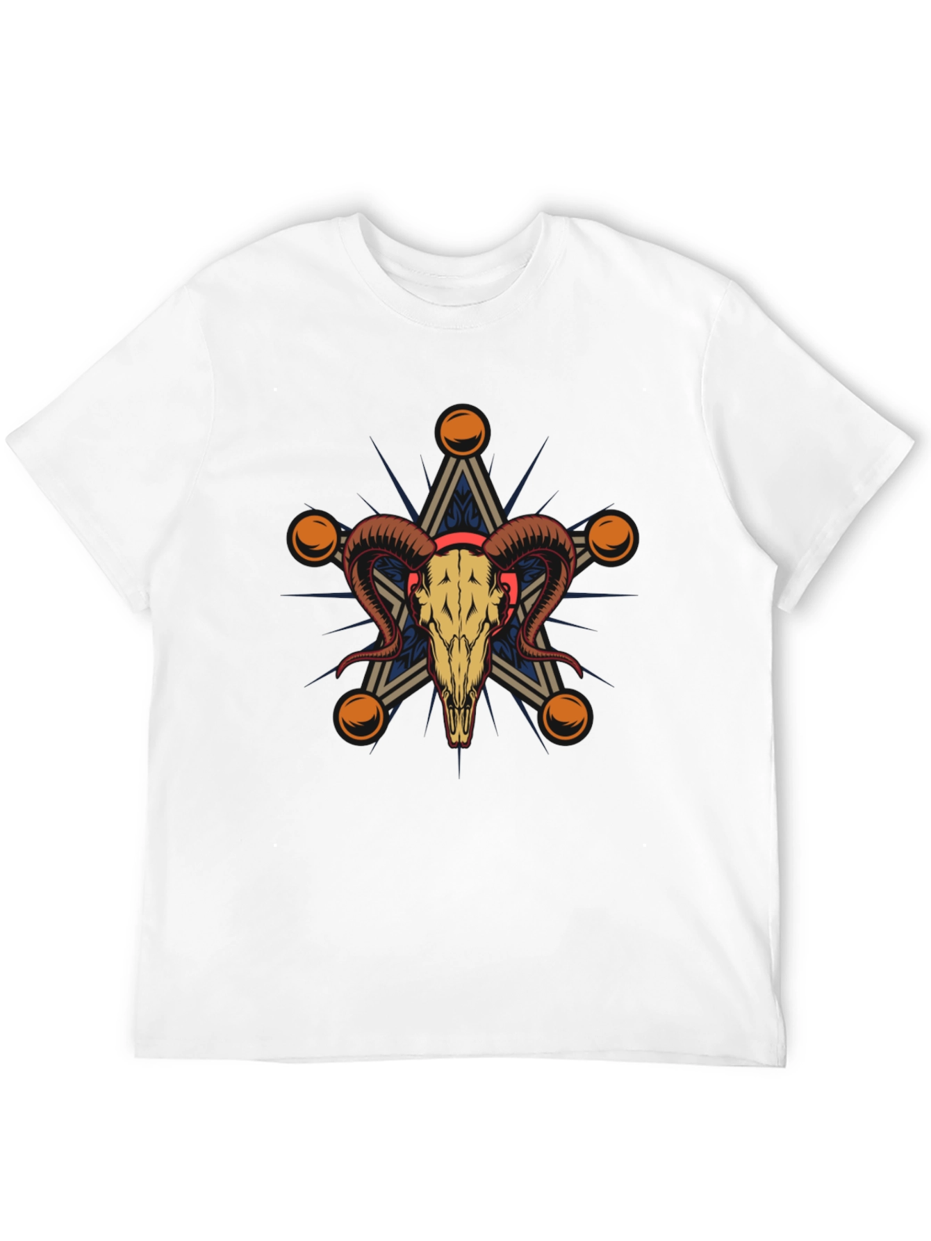 Ram Skull Star Graphic Tee - Unisex Black T-Shirt