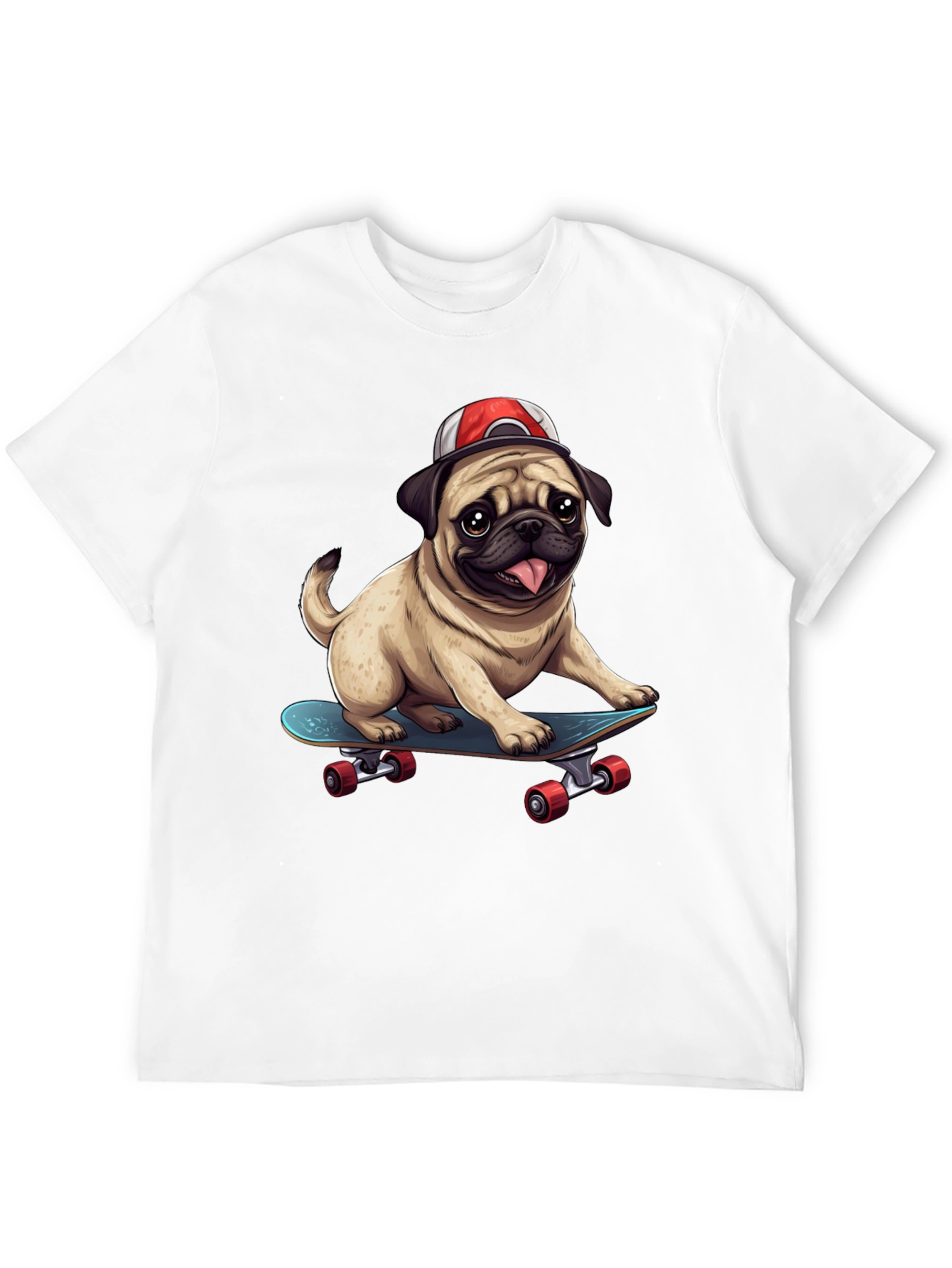 Pug Skateboard T-Shirt - Cool Dog Tee