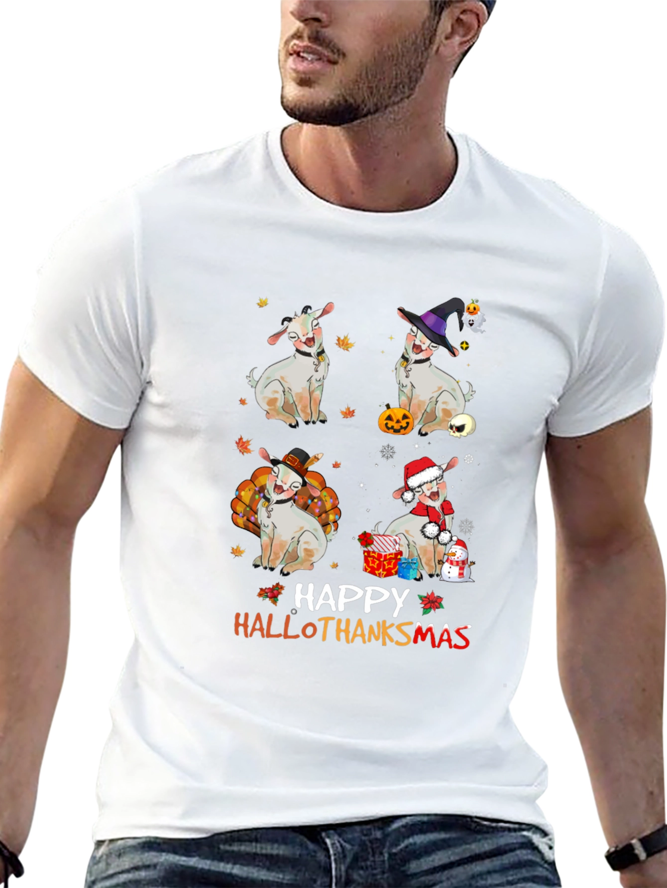 Happy Hallothanksmas Goat T-Shirt