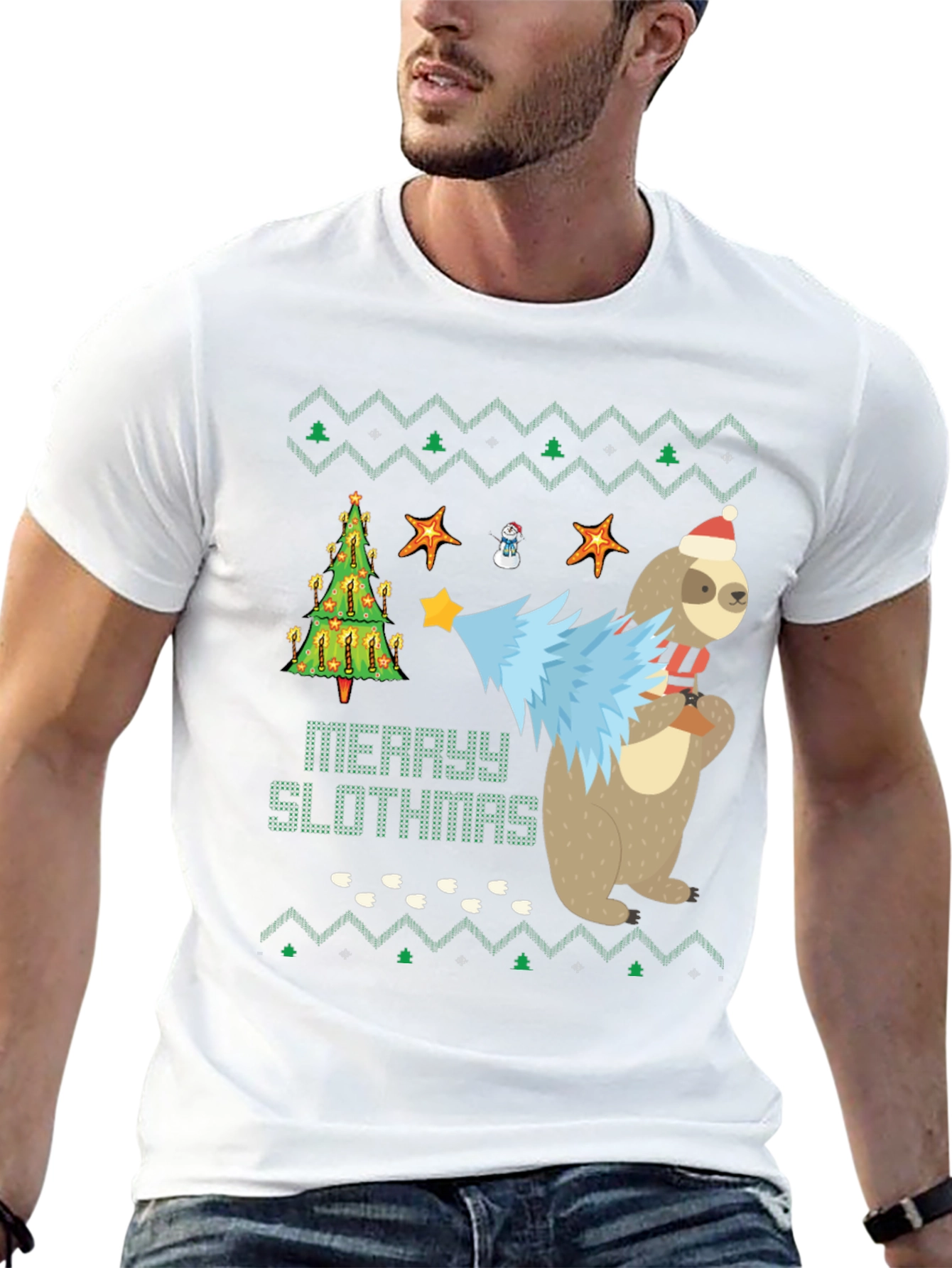 Merry Slothmas Graphic Tee - Funny Holiday Sloth Shirt