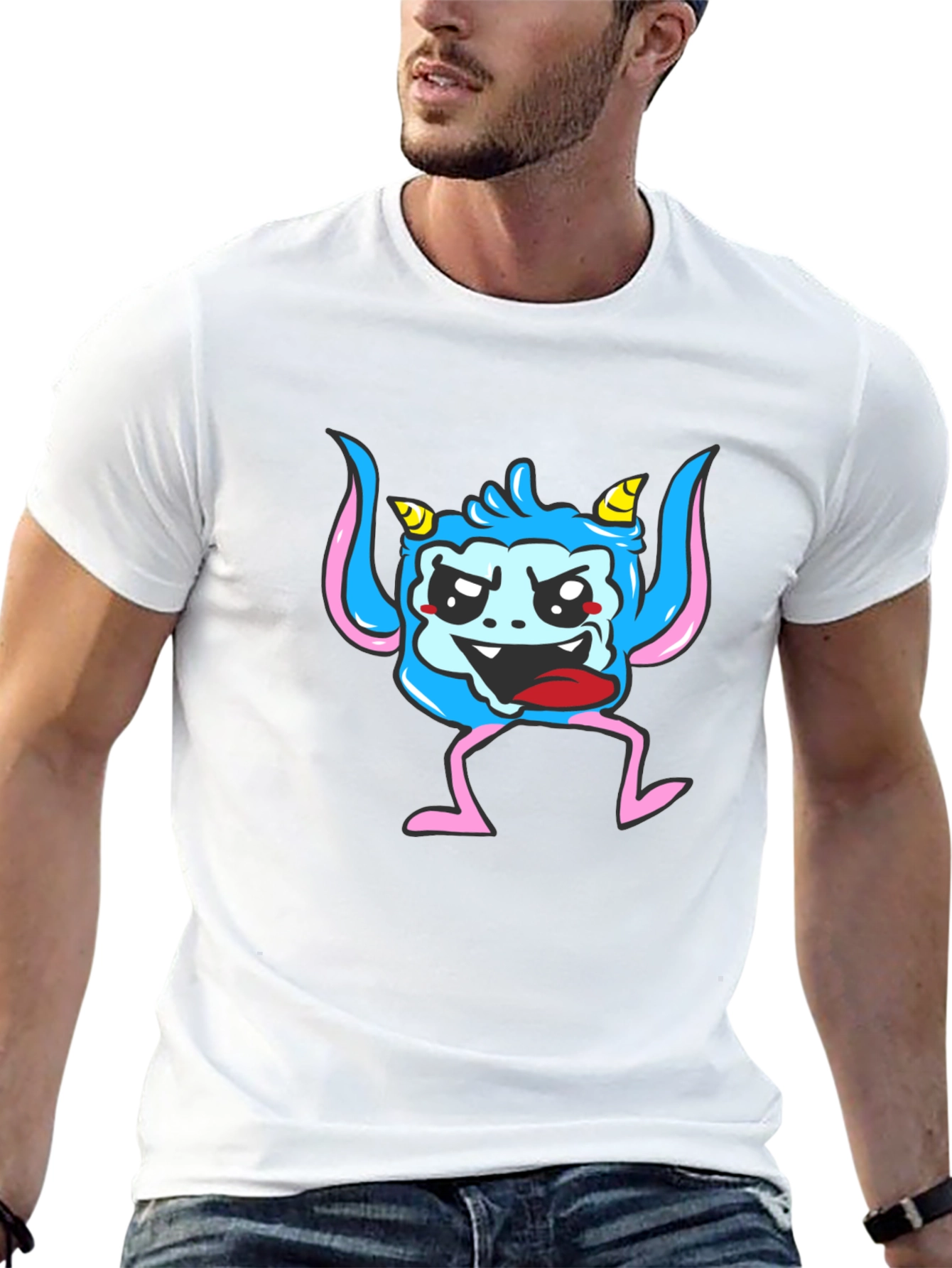 Monster Graphic Print Black T-Shirt