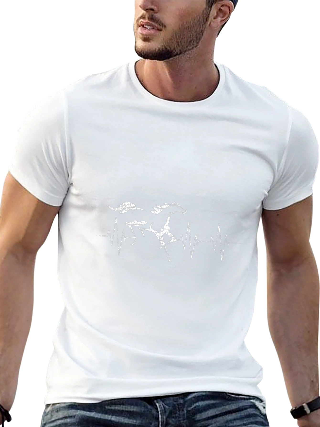 Horse Heartbeat Graphic Tee - Black