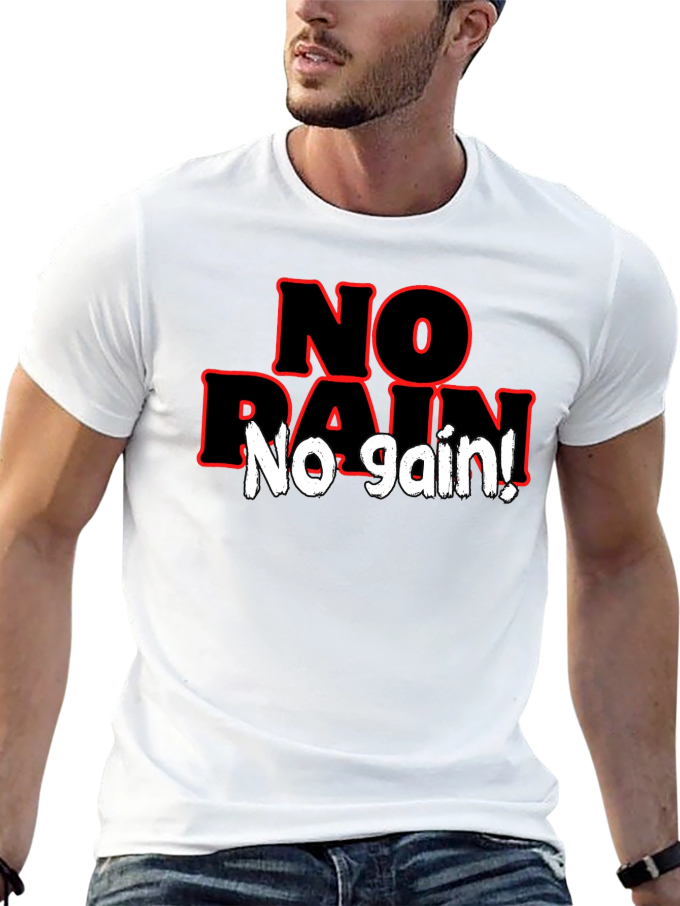 No Pain No Gain Black Graphic T-Shirt