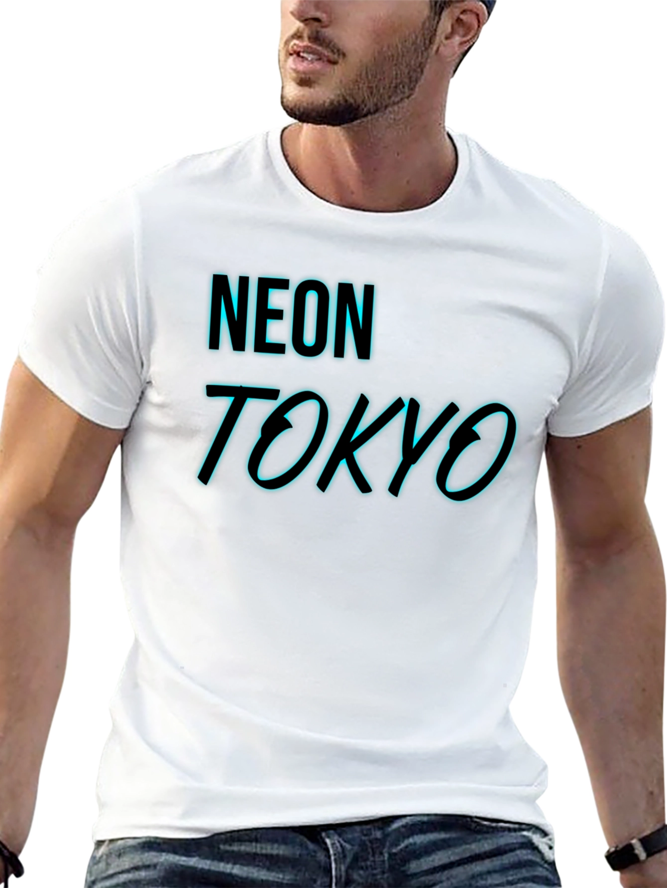 Neon Tokyo Graphic Tee - Black Cotton Blend