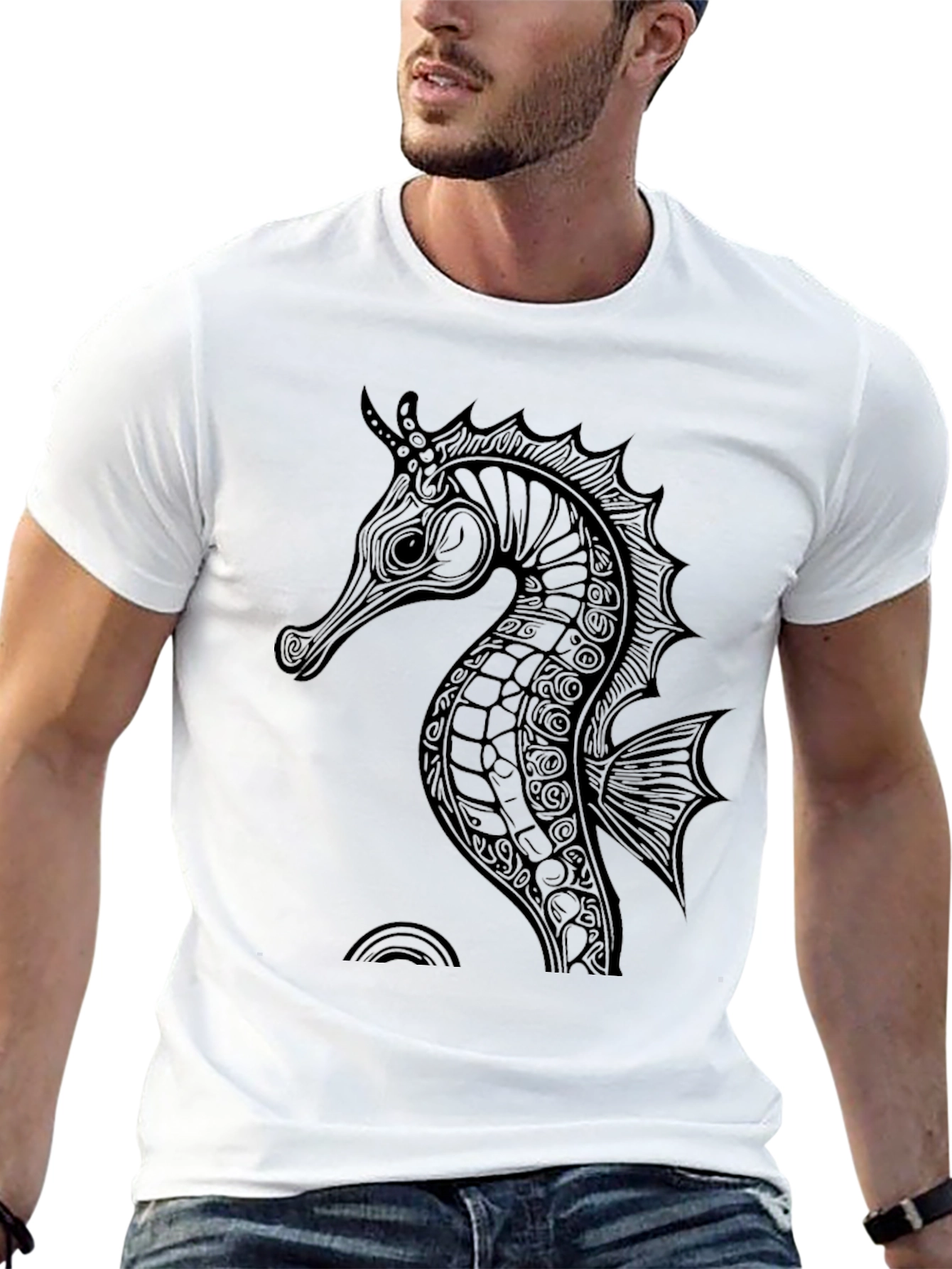 Sea Horse Graphic Tee - Mens Black T-Shirt