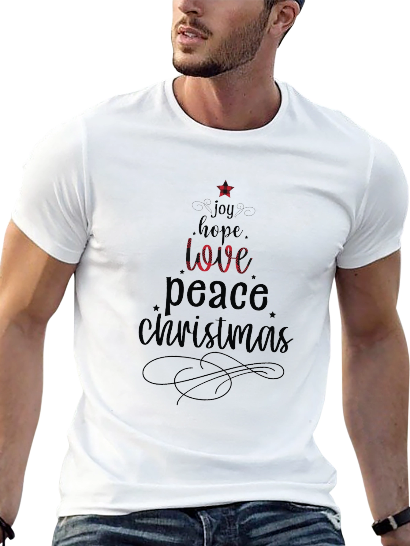 Festive Christmas Tree Word Art T-Shirt