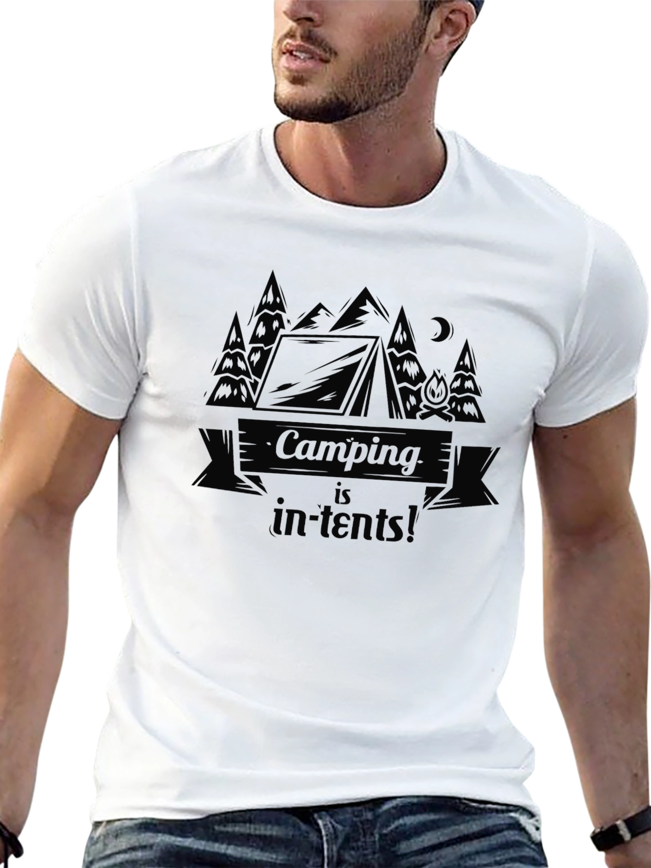 Camping is in-tents! Mens Black T-Shirt