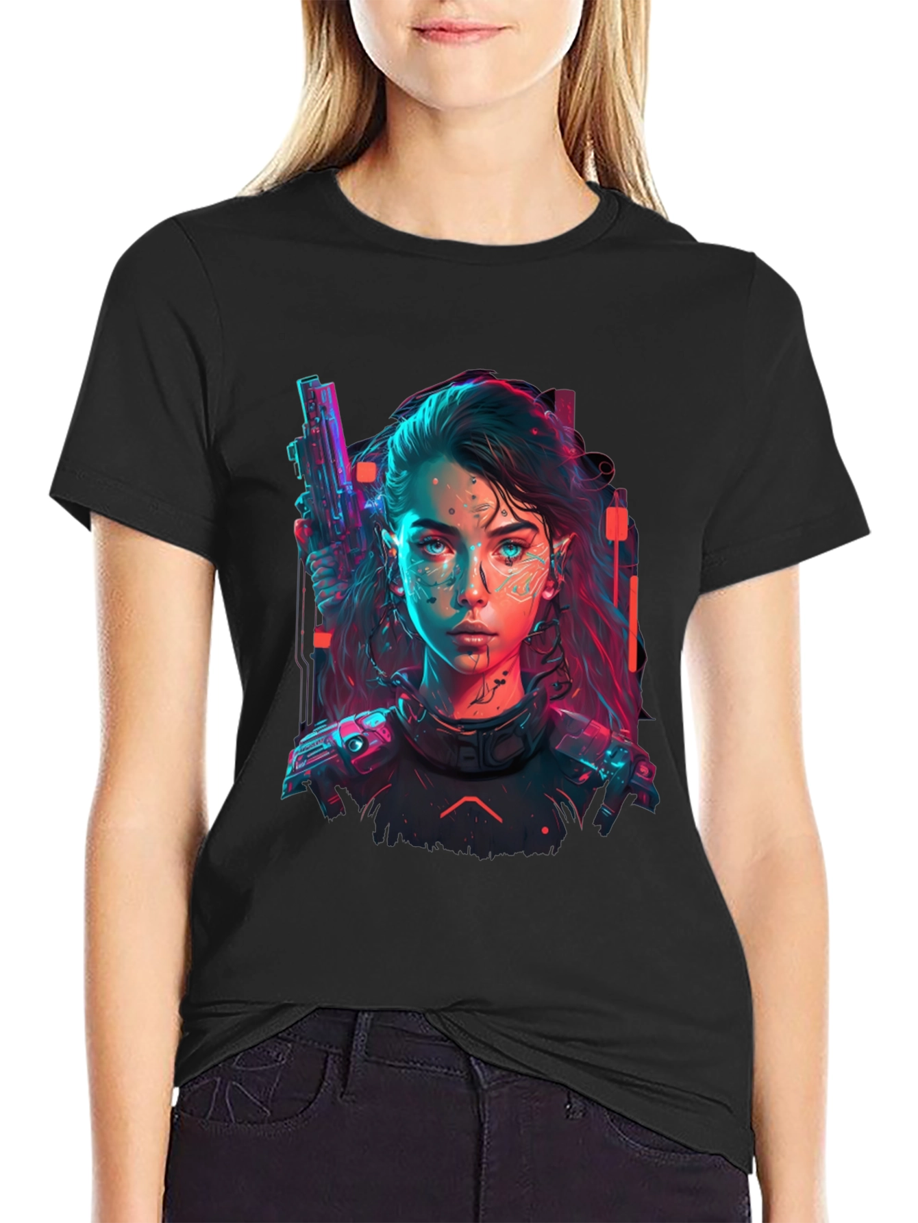 Cyberpunk Girl T-Shirt - Sci-Fi Fashion