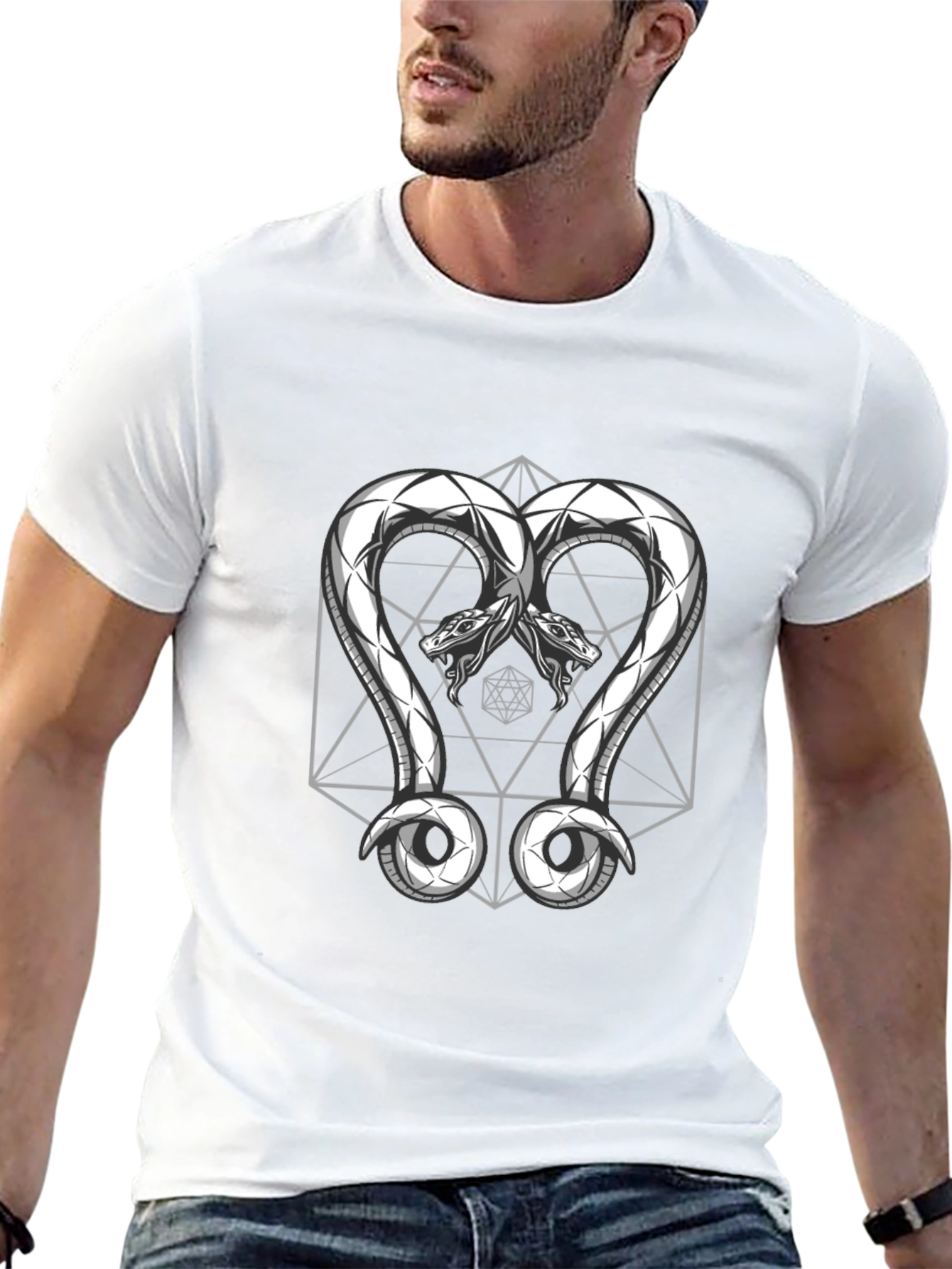 Geometric Snake T-Shirt - Black Graphic Tee