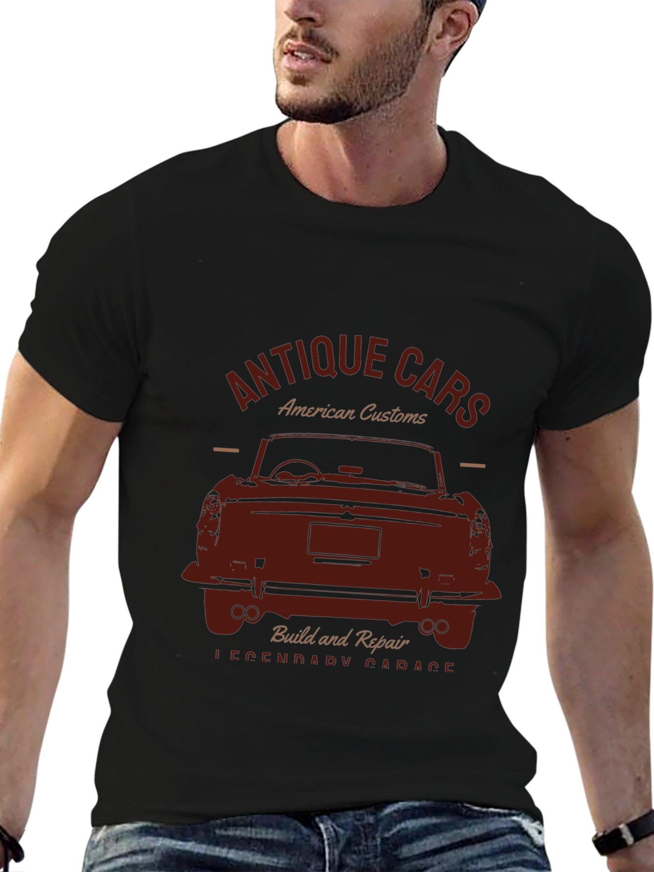 Antique Car T-Shirt - American Customs Garage Tee