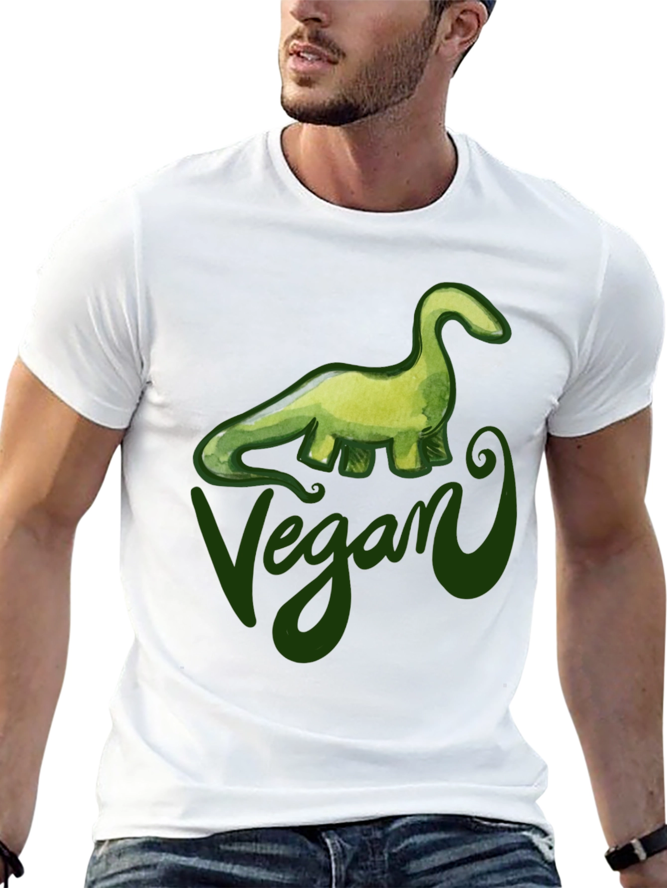 Vegan Dinosaur Graphic T-Shirt - Black