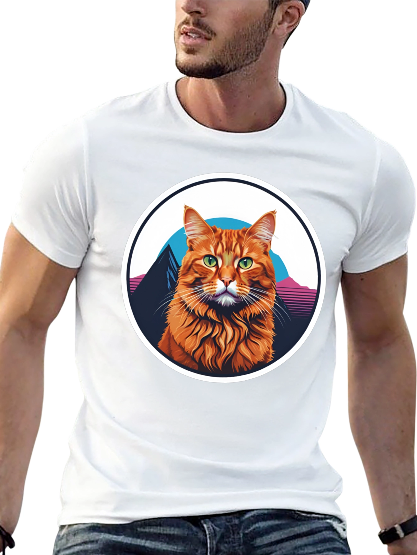 Retro Cat T-Shirt - Black Graphic Tee