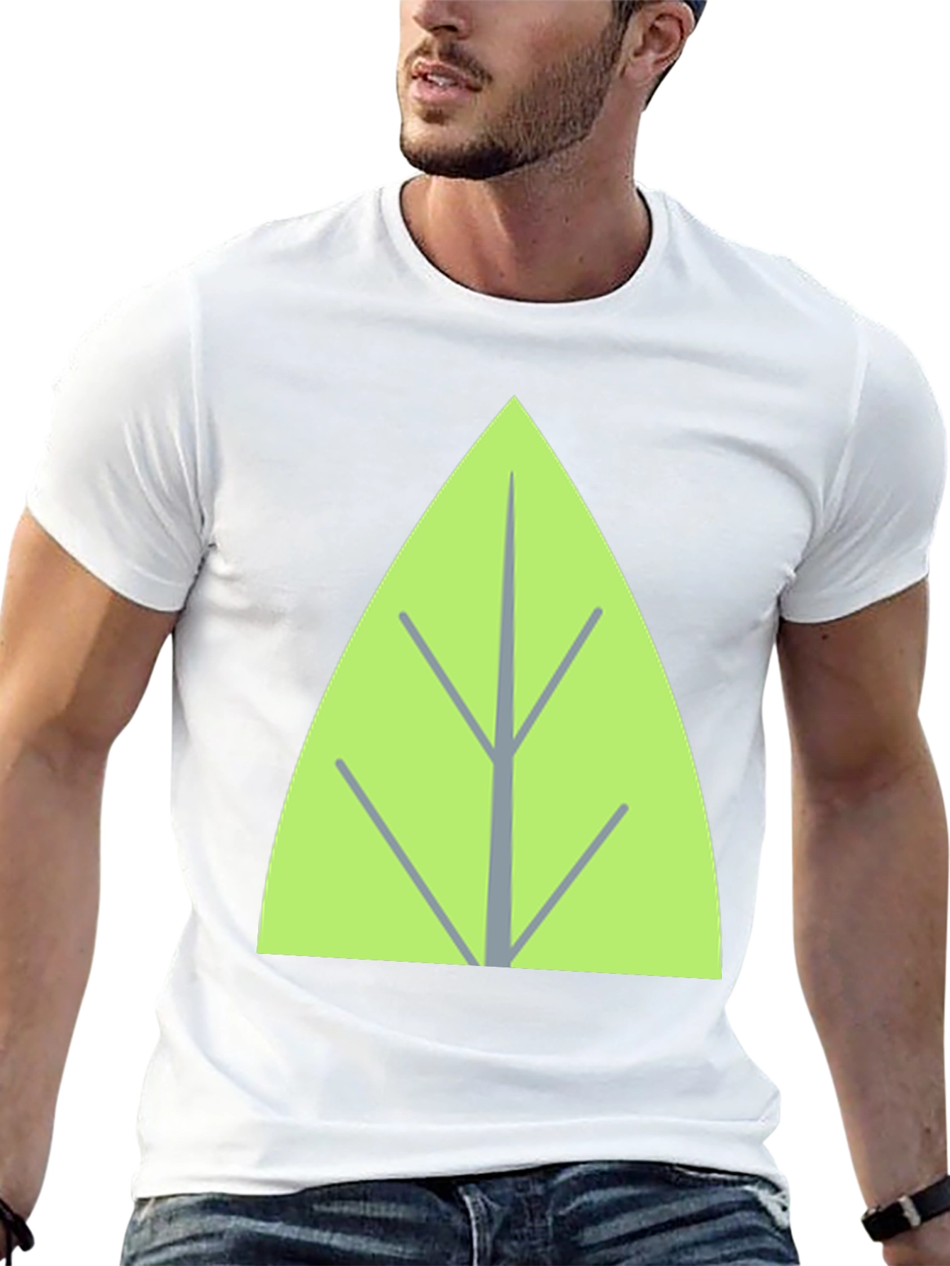 Leaf Graphic Tee - Casual Black T-Shirt