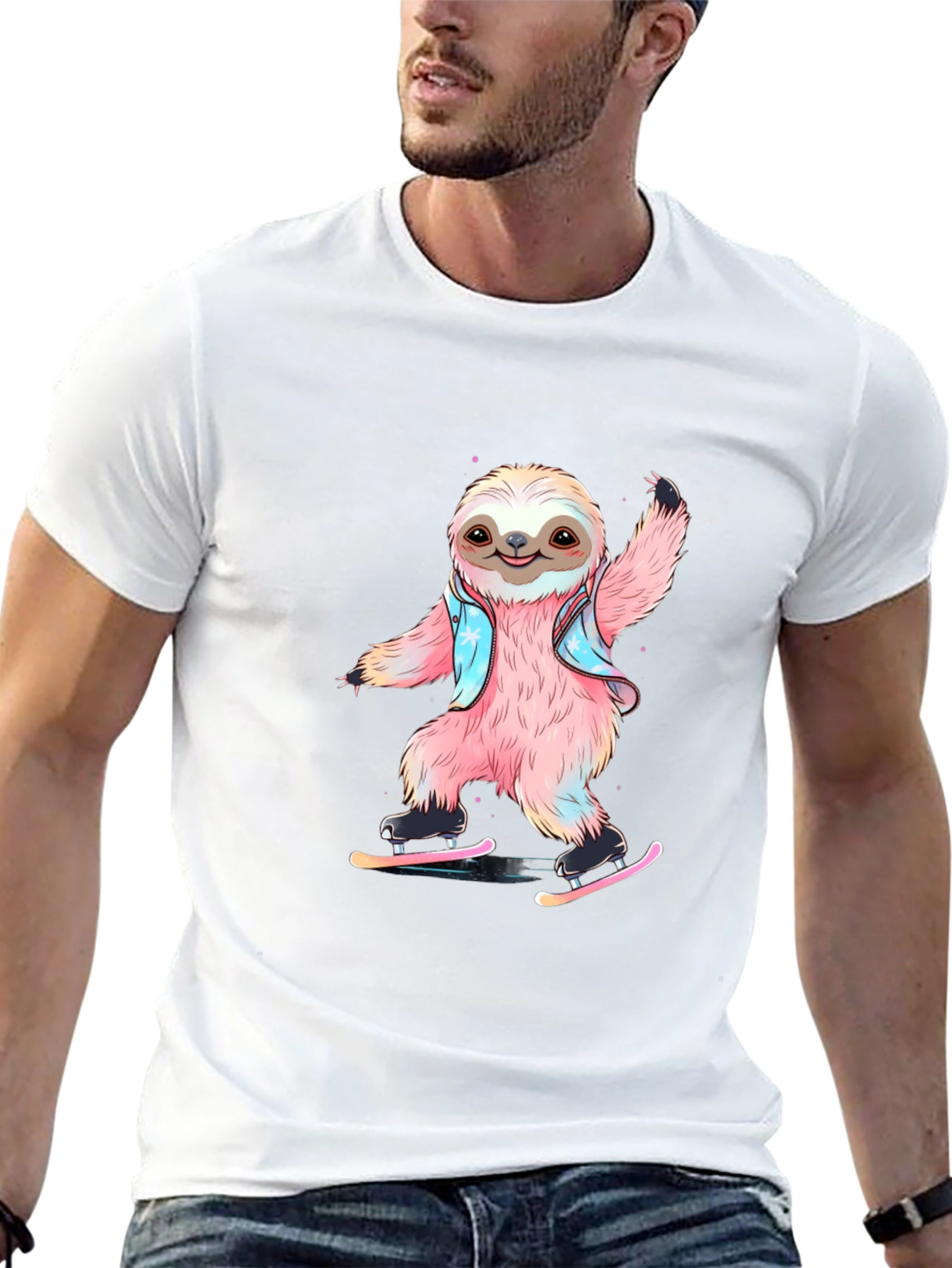 Sloth Ice Skating T-Shirt - Fun Graphic Tee