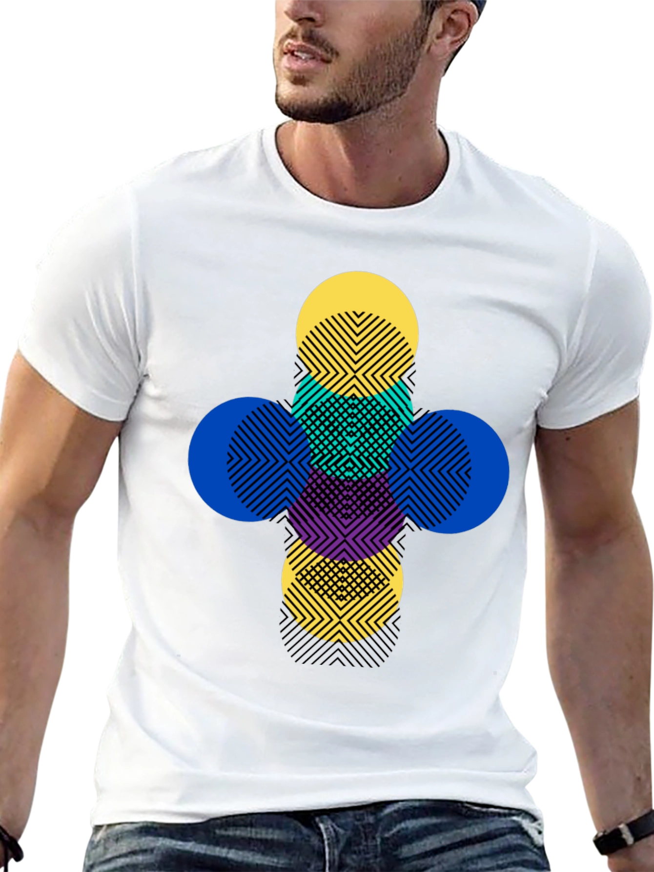 Geometric Circles Graphic Tee - Modern Pattern T-Shirt