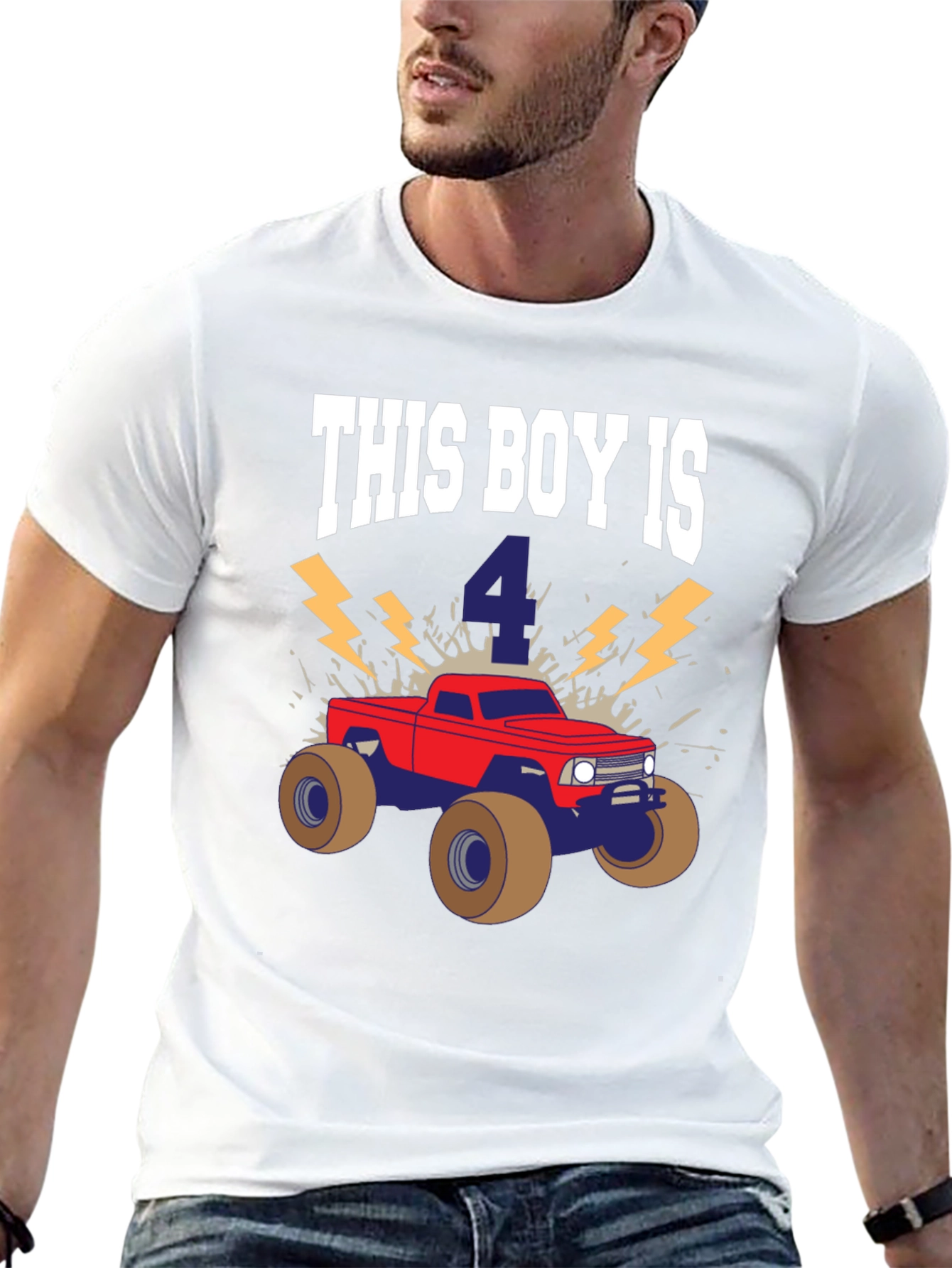 This Boy is 4 Monster Truck Birthday Shirt