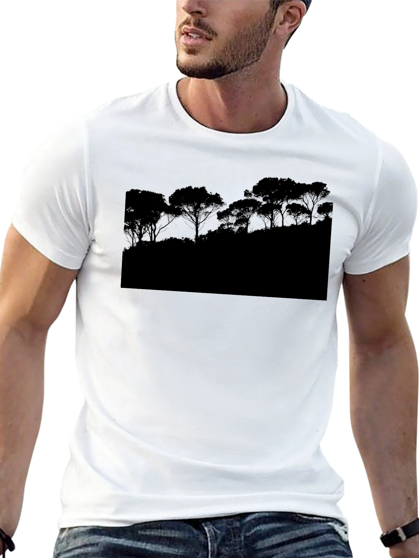 Shadow Tree Silhouette Black T-Shirt